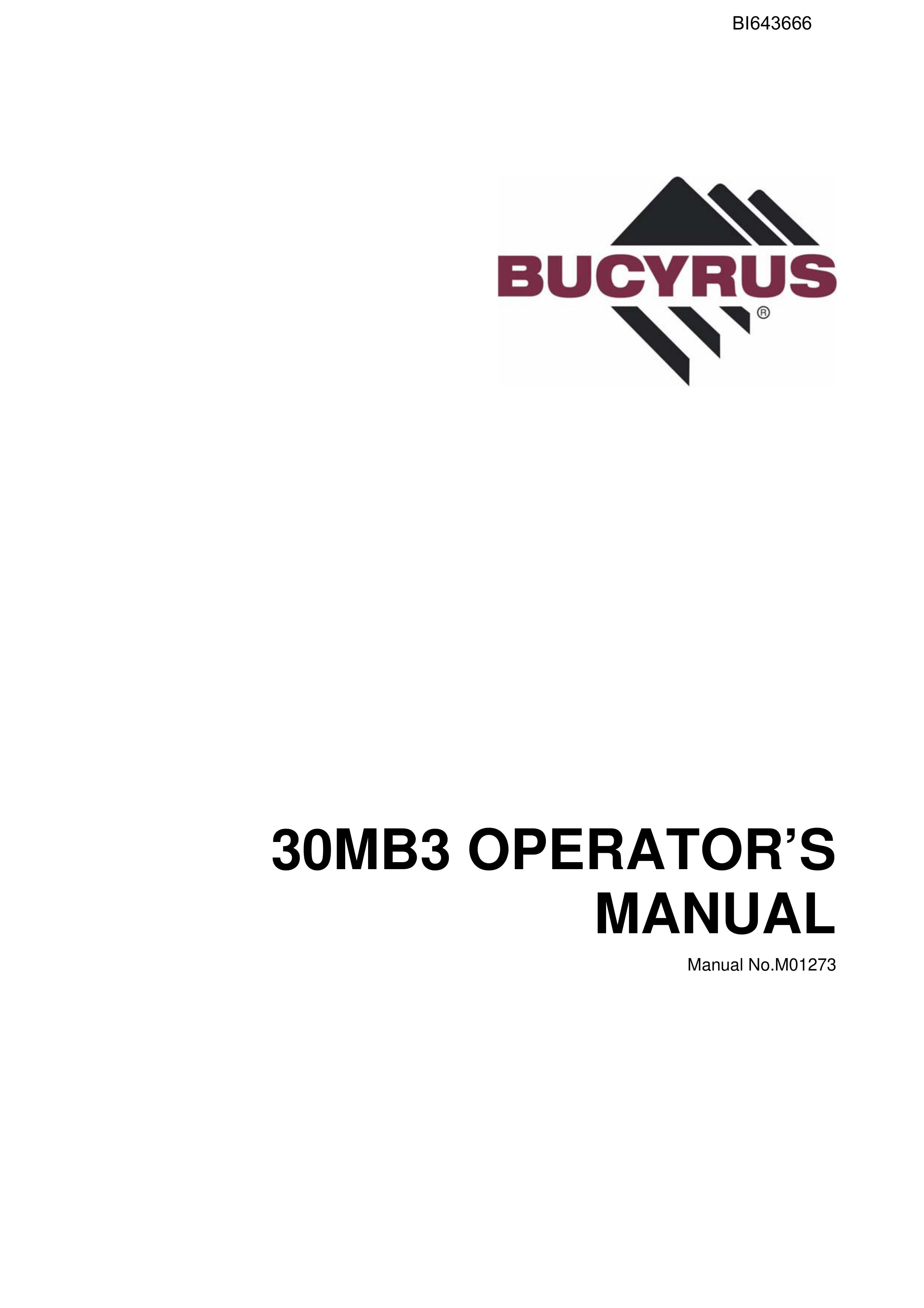Bucyrus 30MB3 Continuous Miner Operators Manual BI643666