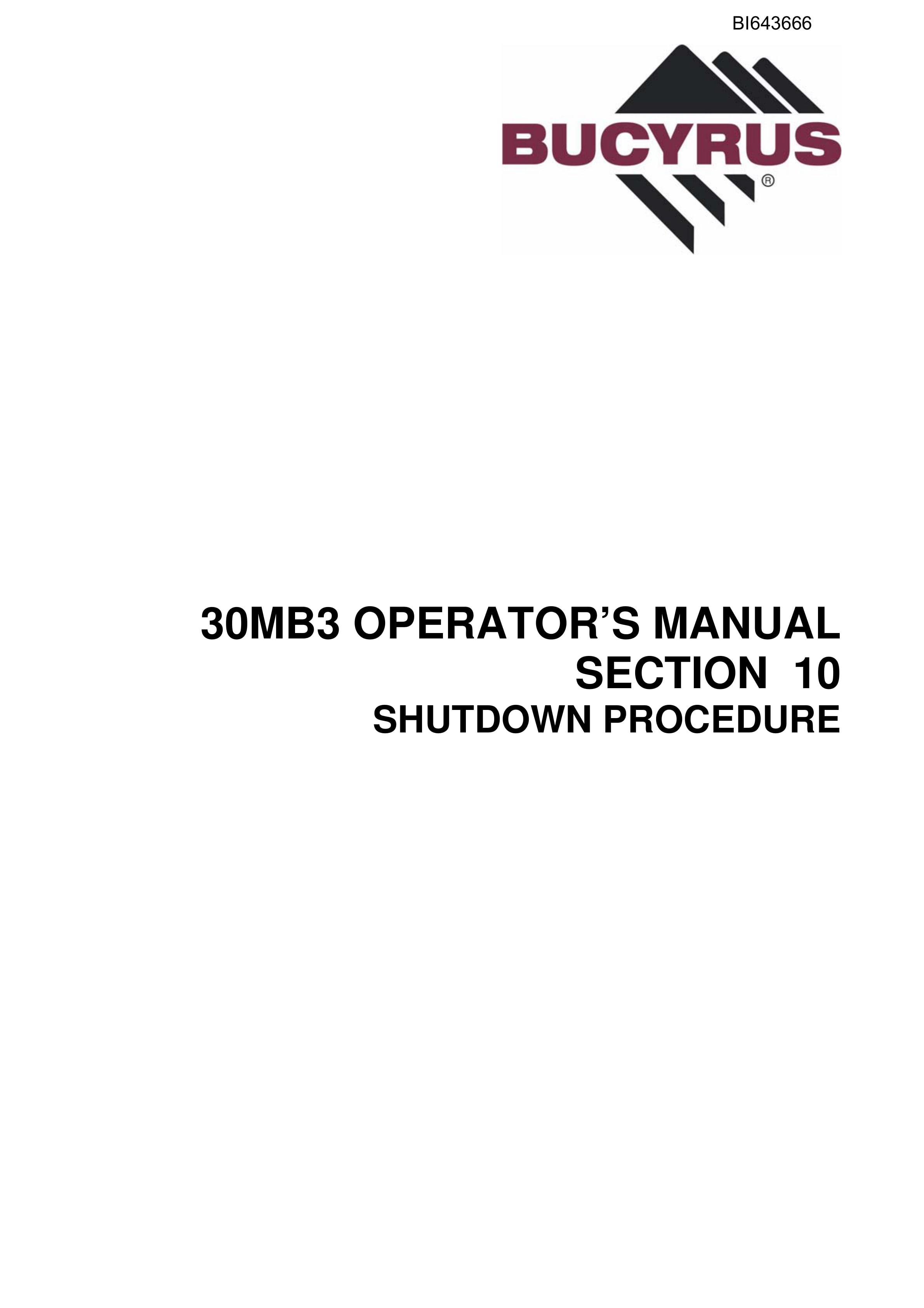 Bucyrus 30MB3 Continuous Miner Operators Manual BI643666-3