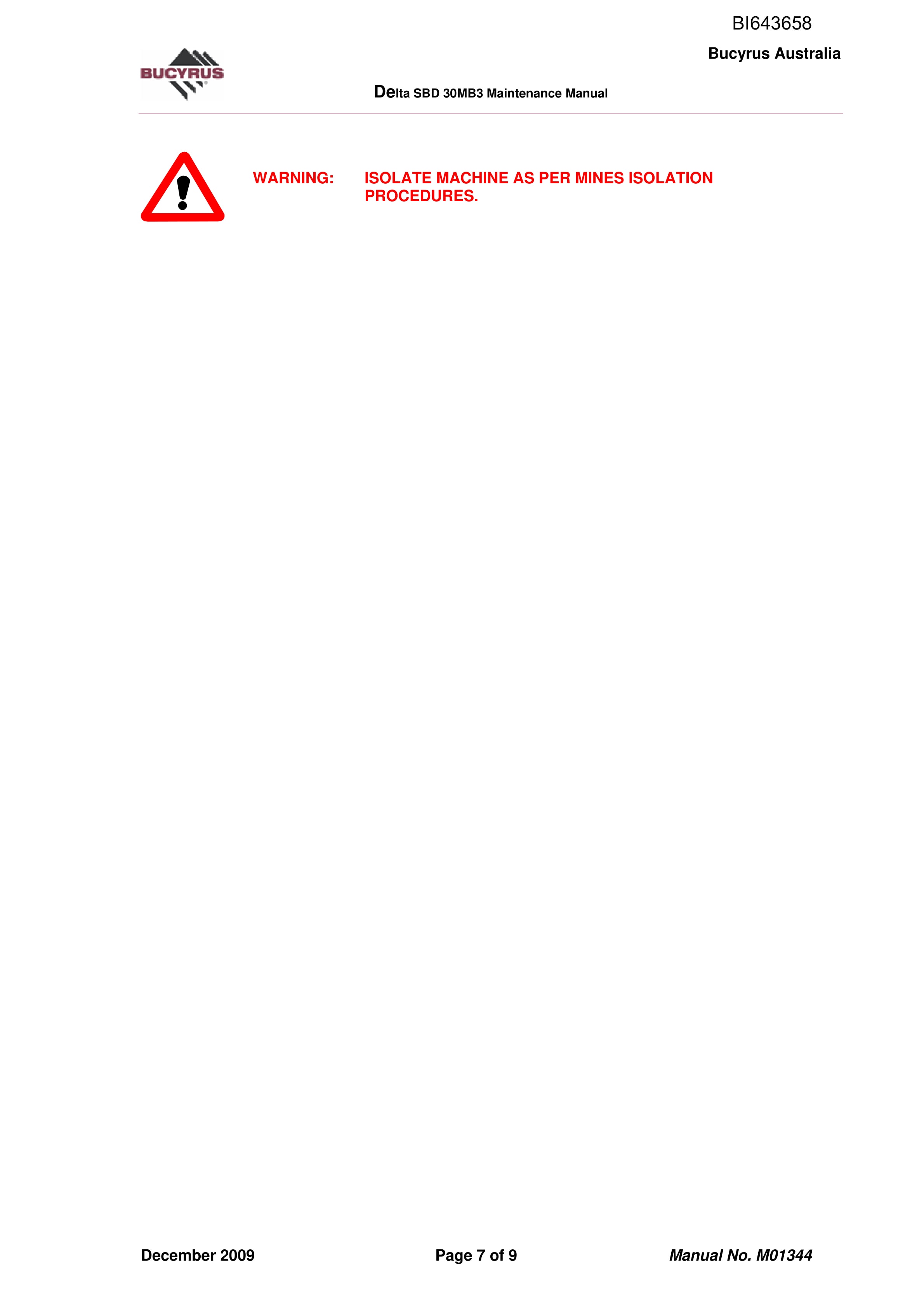 Bucyrus 30MB3 Continuous Miner Technical Manual BI643658-3