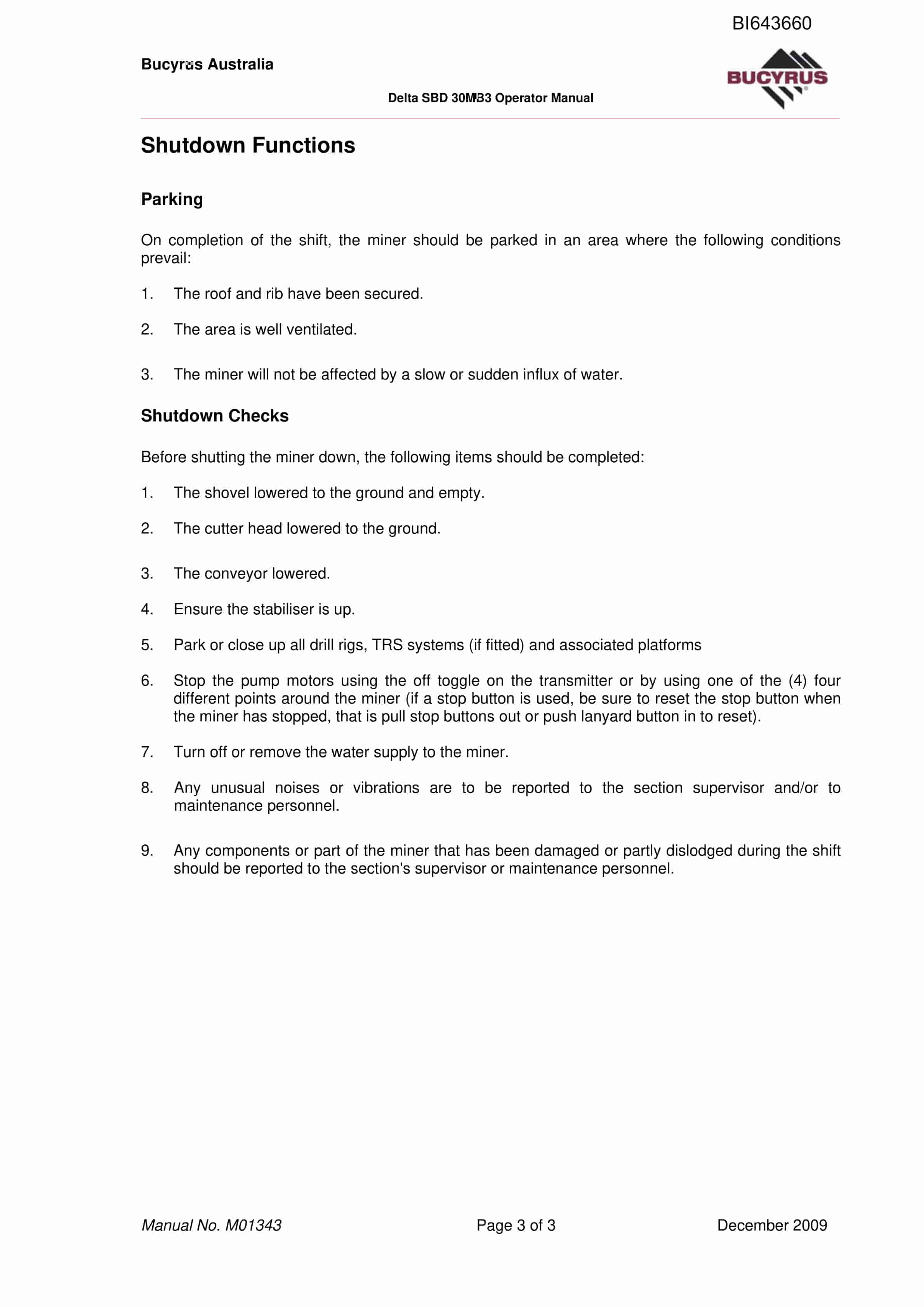 Bucyrus 30MB3 Continuous Miner Technical Manual BI643660-3