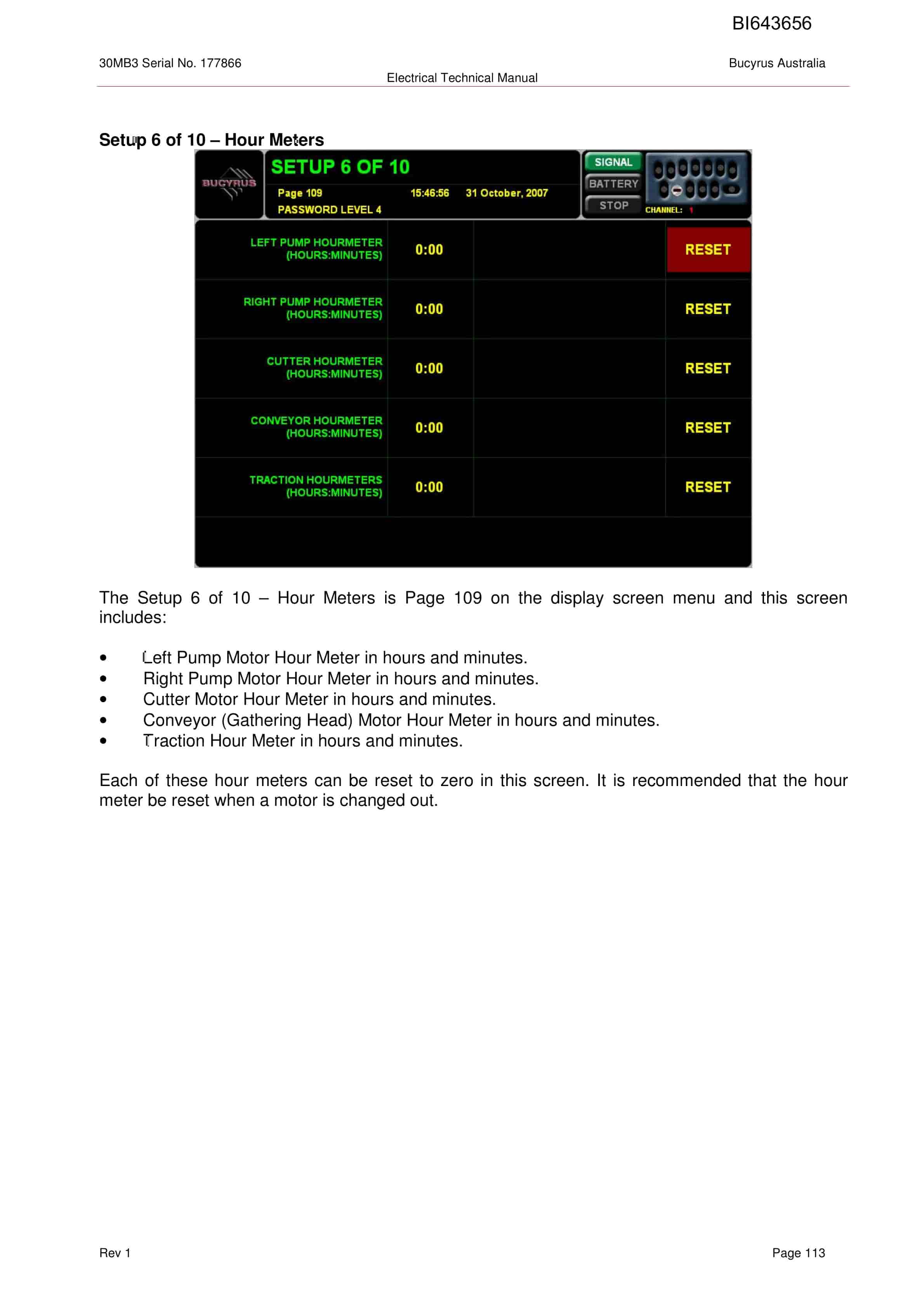 Bucyrus 30MB3 Electrical Service Manual BI643656-3