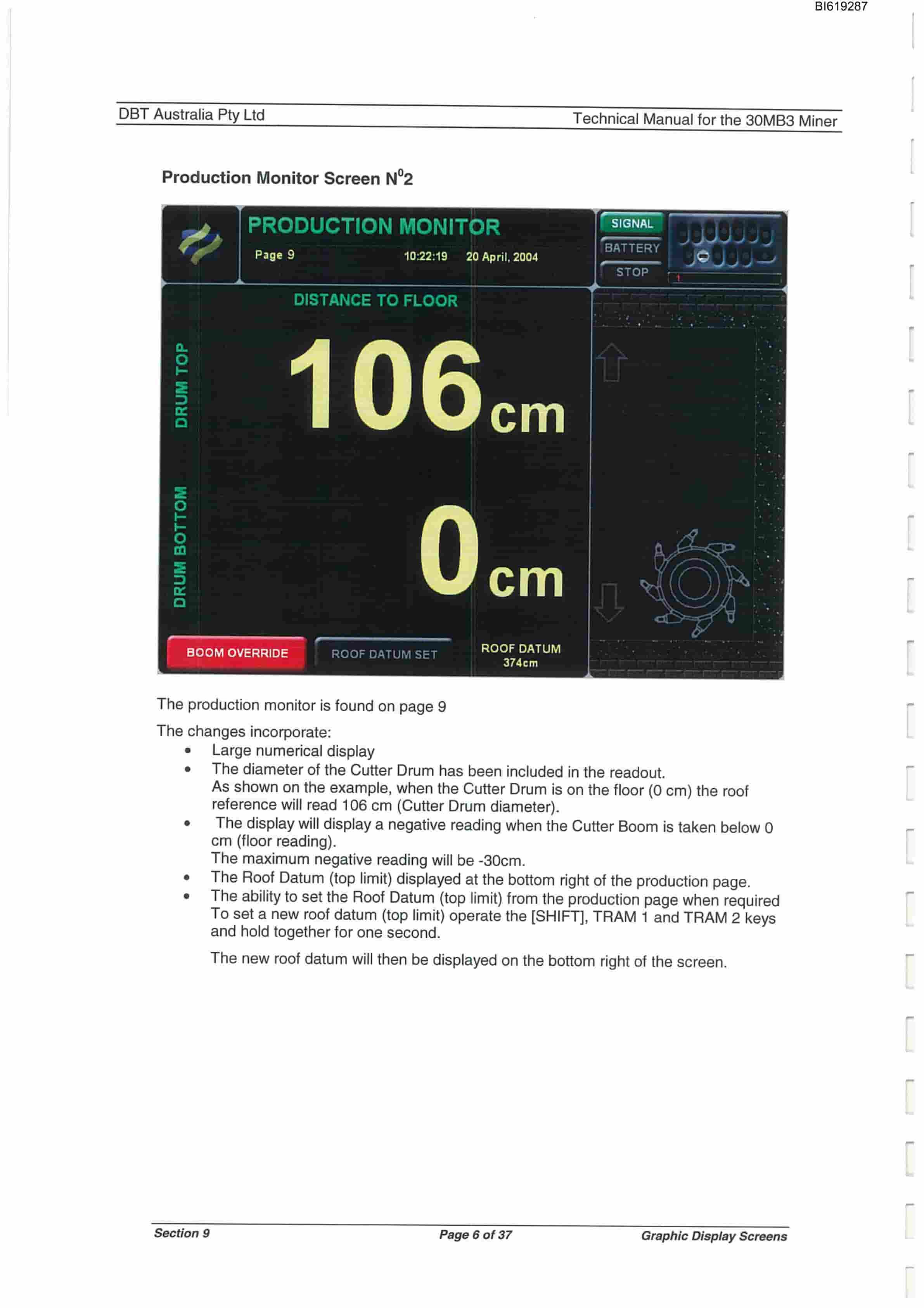 Bucyrus 30MB3 Glennies Creek Technical Manual BI619287-3