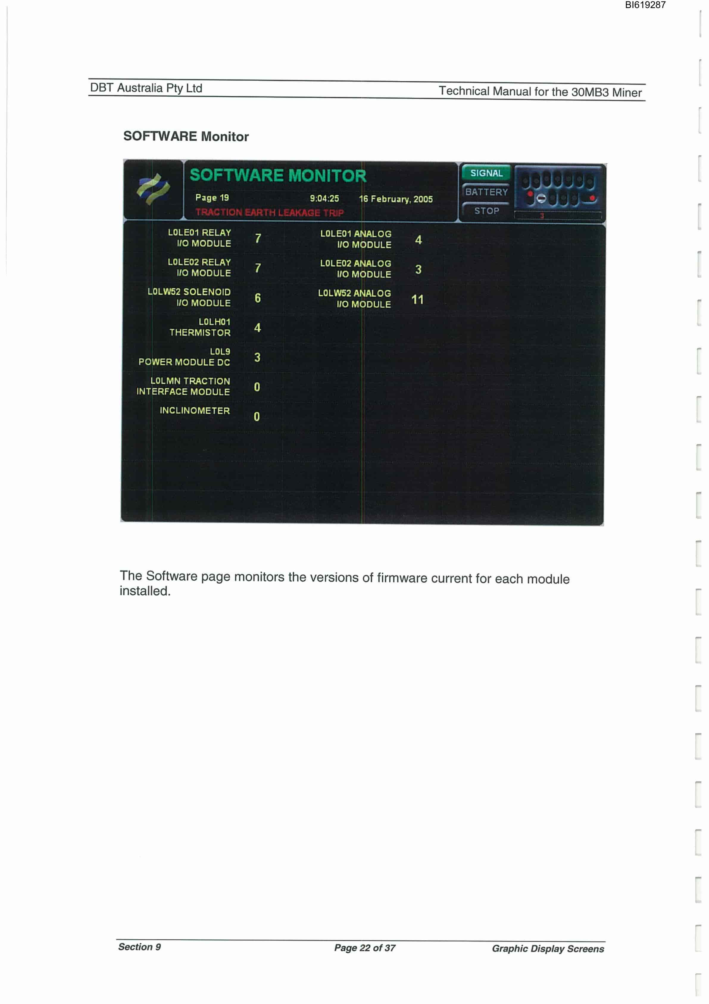 Bucyrus 30MB3 Glennies Creek Technical Manual BI619287-4