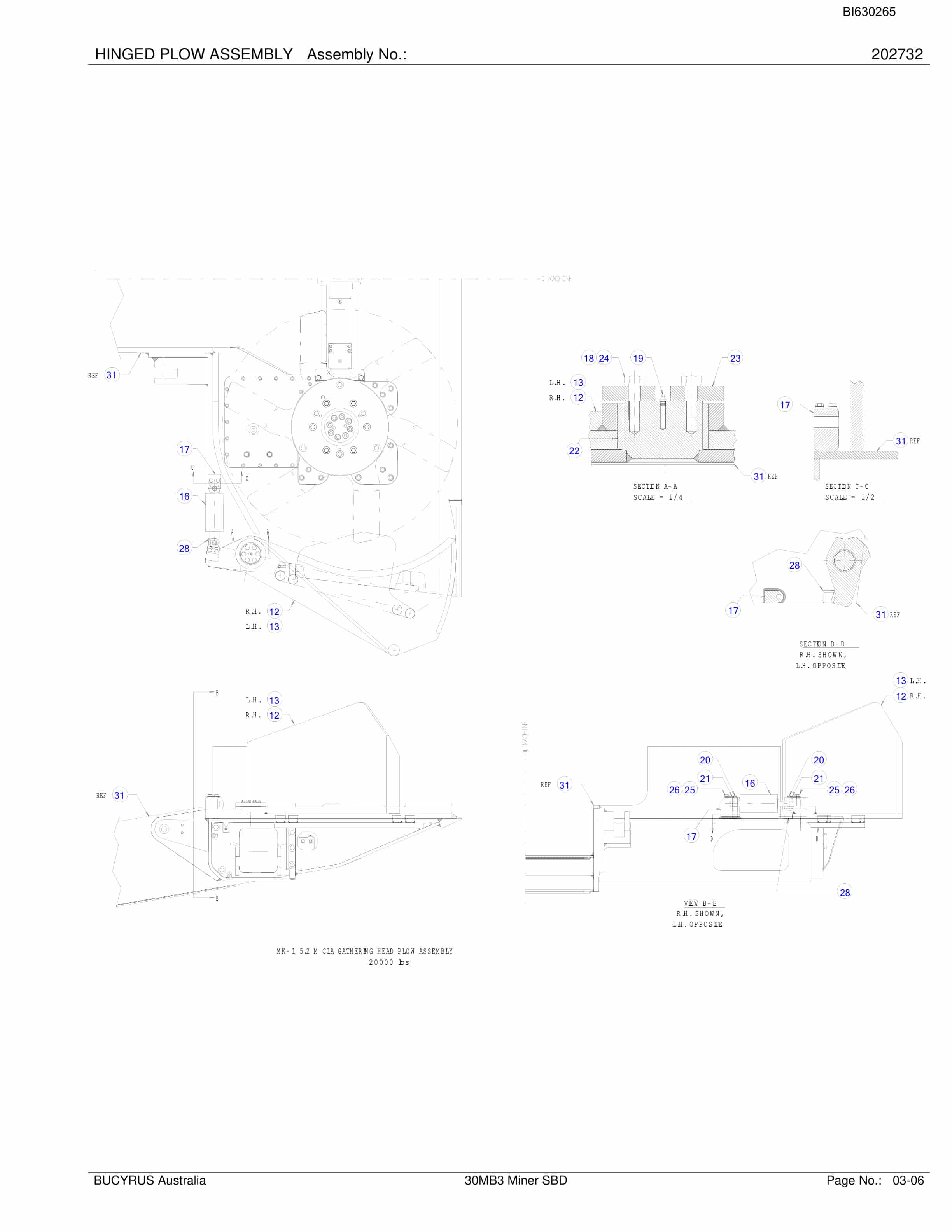 Bucyrus 30MB3 Miner Parts Manual BI630265-2