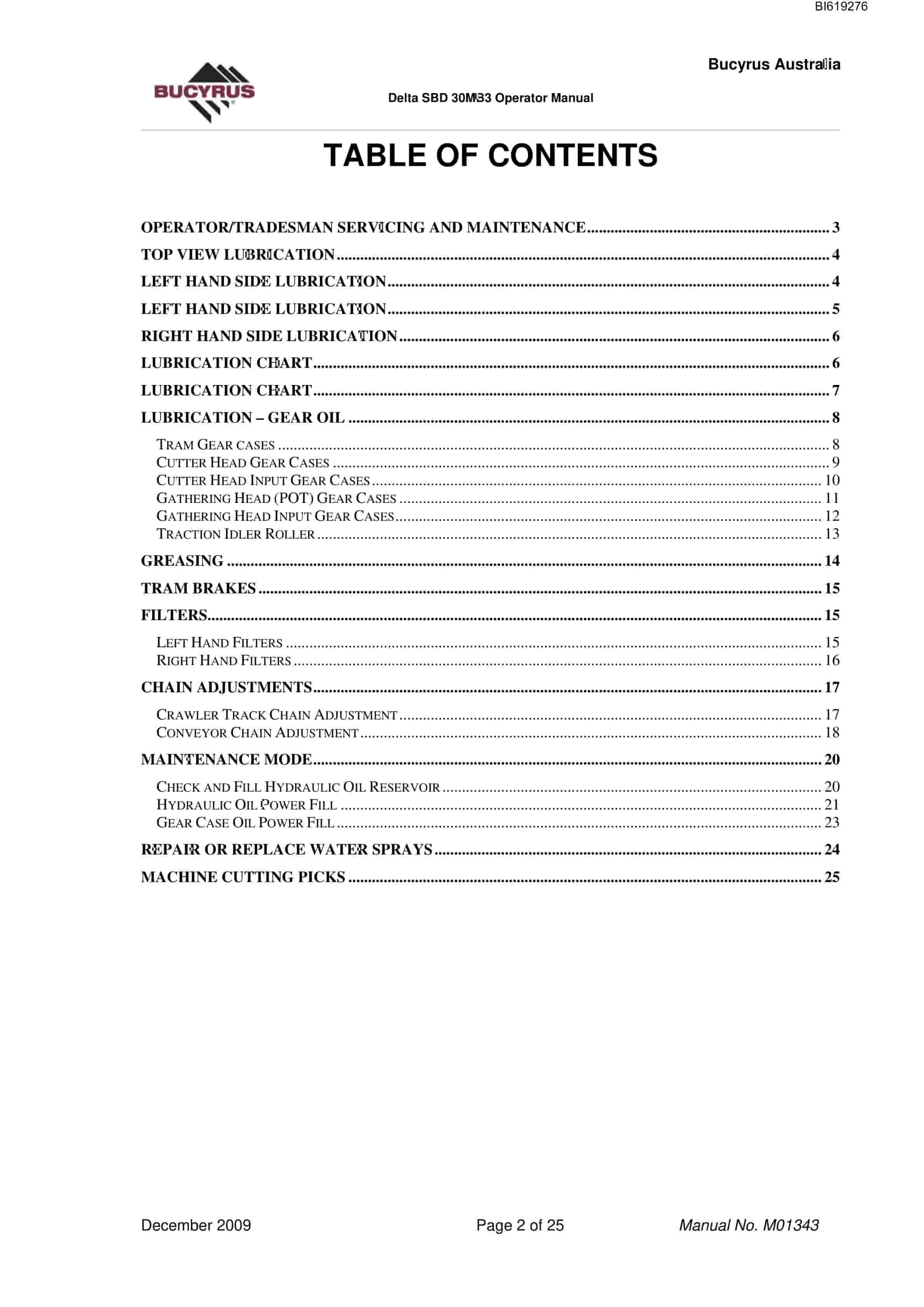 Bucyrus 30MB3 Technical Manual BI619276-4