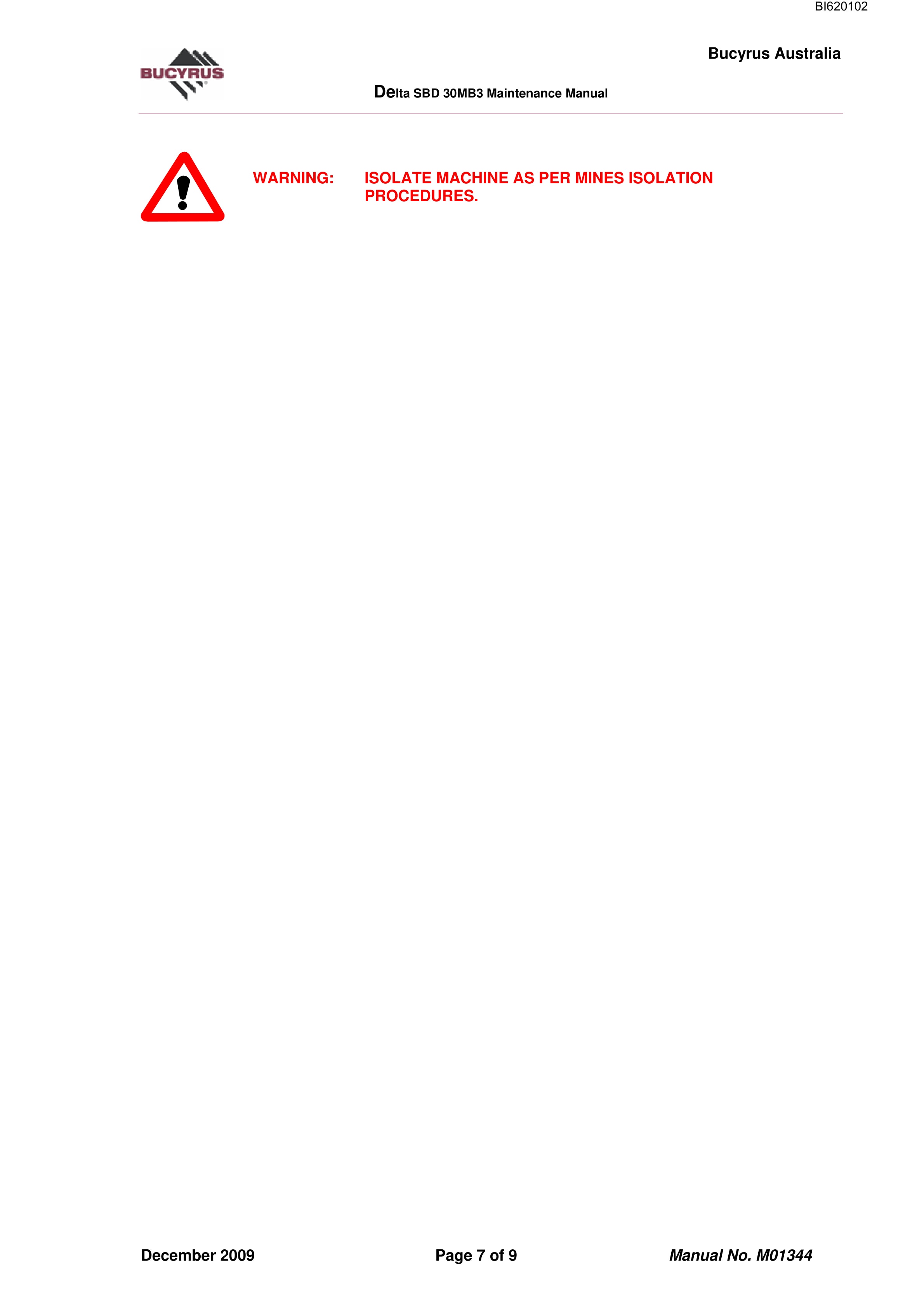 Bucyrus 30MB3 Technical Manual BI620102-3