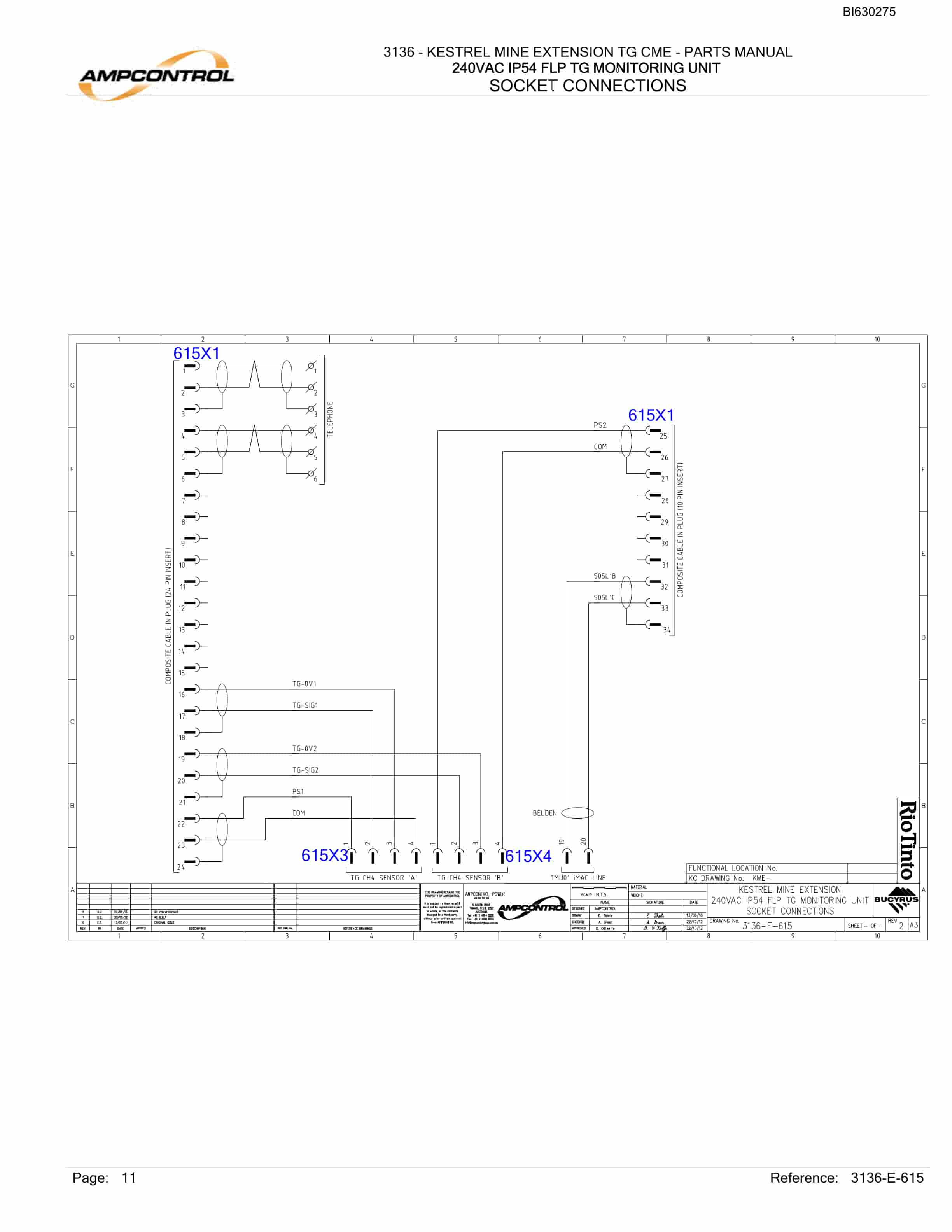 Bucyrus 3136 - Kestrel Mine Extension TG CME Parts Catalog BI630275-2