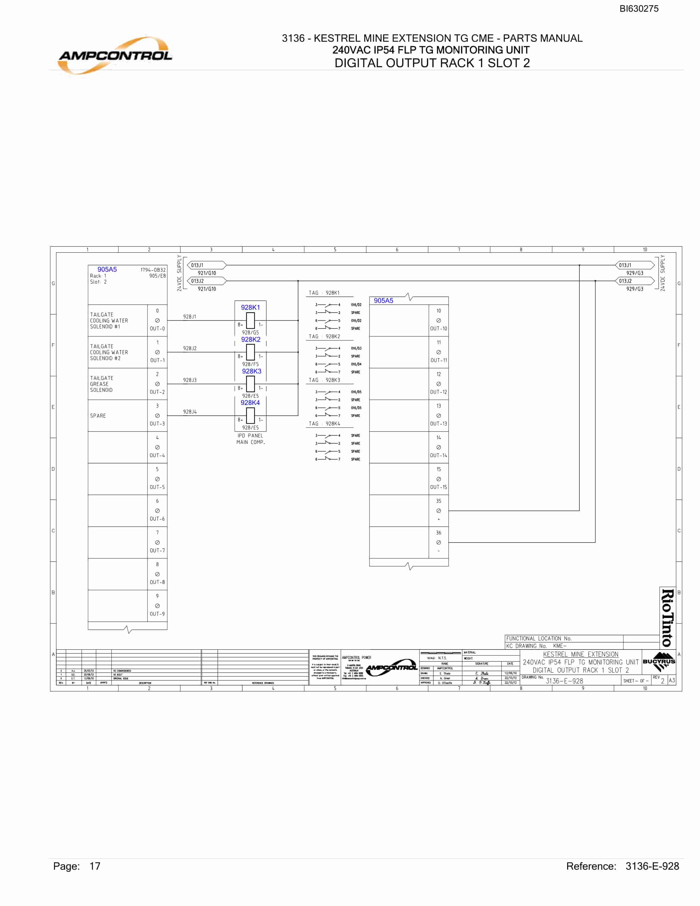 Bucyrus 3136 - Kestrel Mine Extension TG CME Parts Catalog BI630275-5
