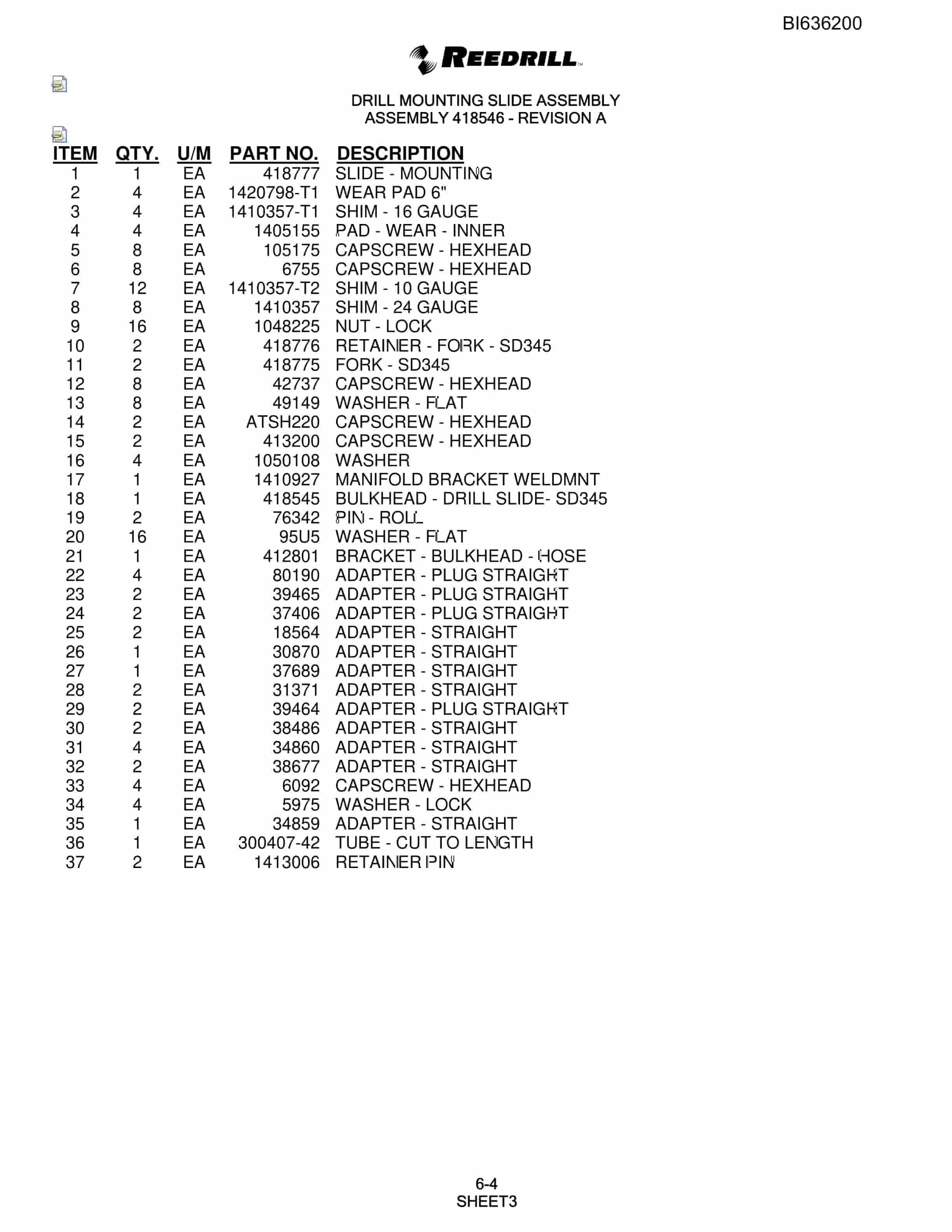 Bucyrus 345 Hydra-Trac Parts Catalog BI636200-3