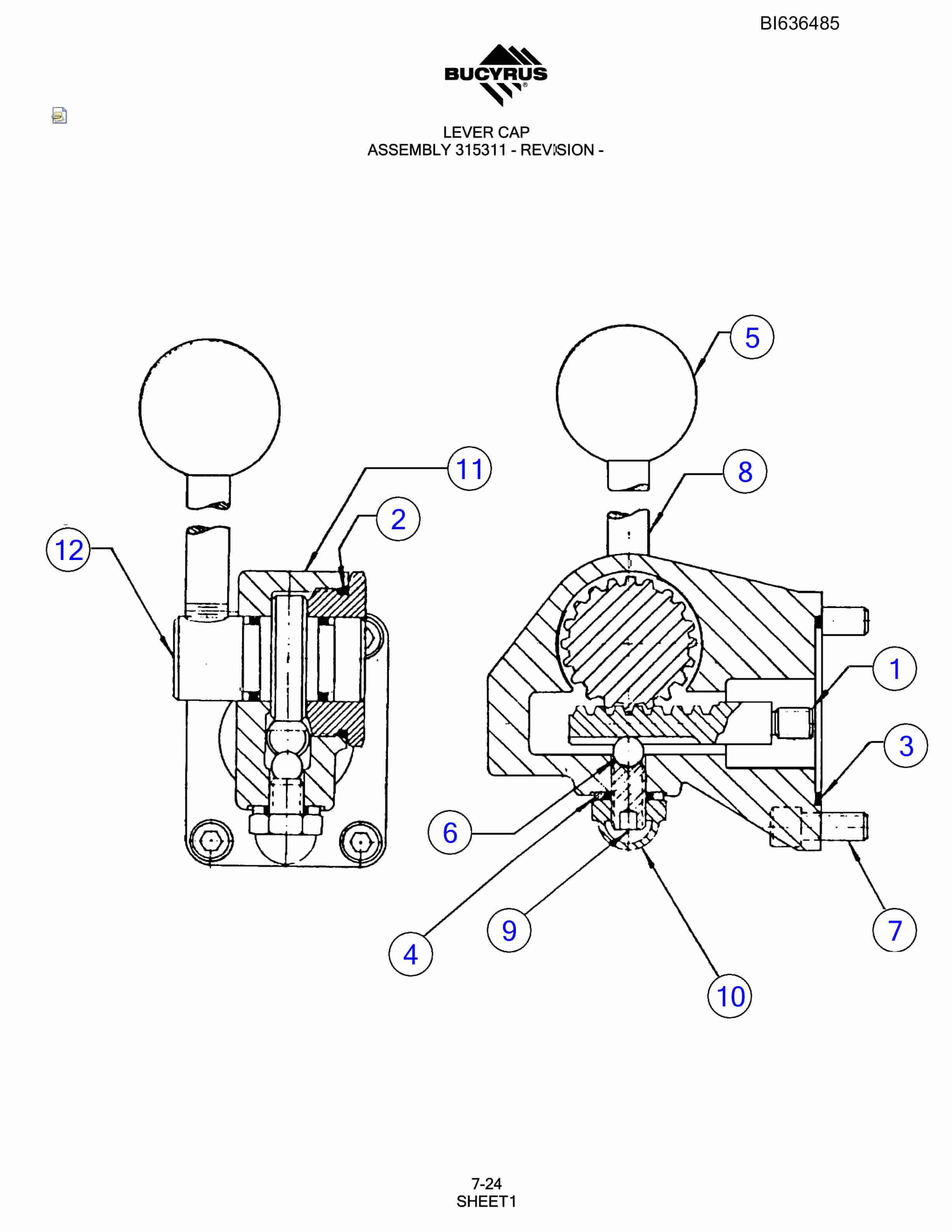 Bucyrus 345 Hydraulic Track Drill Parts Manual BI636485-5
