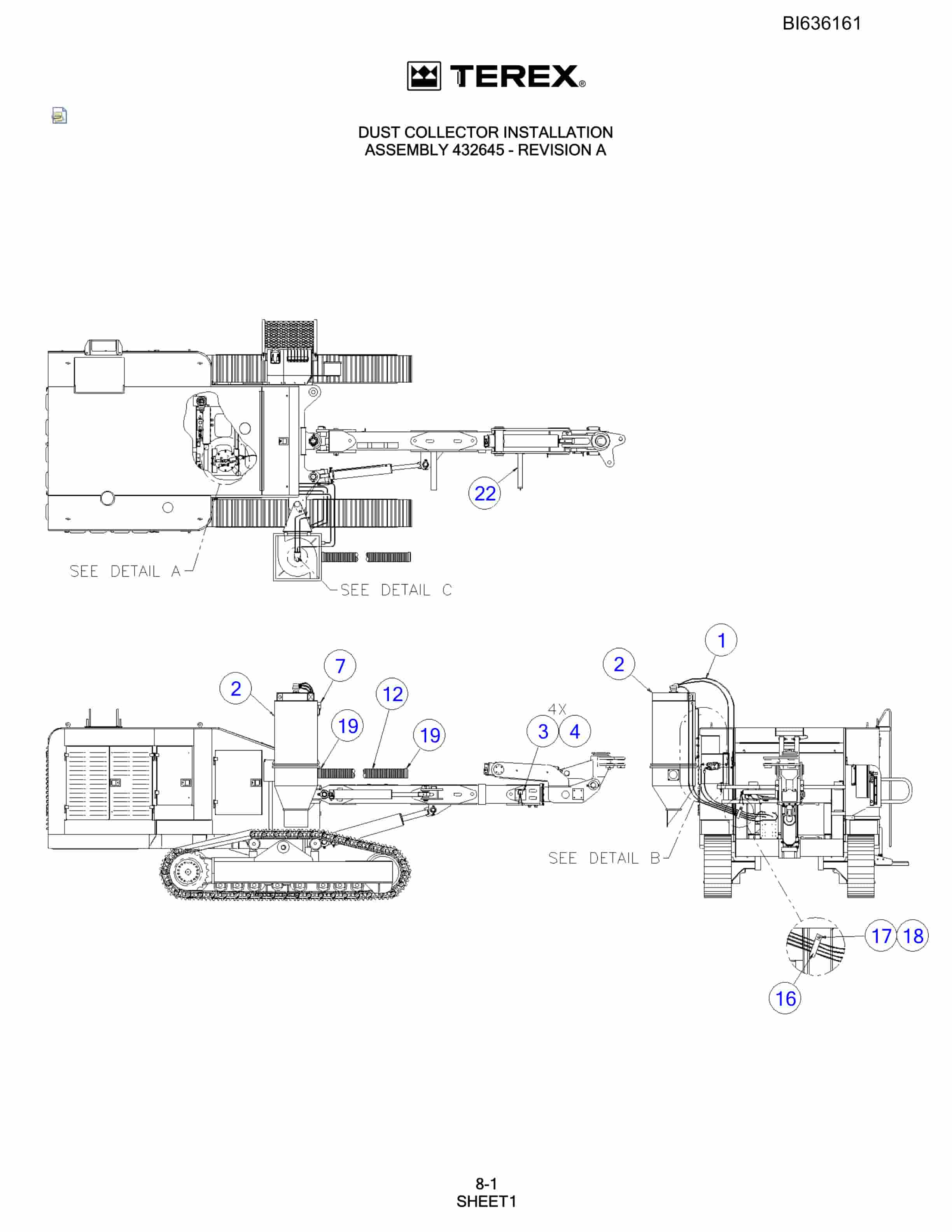 Bucyrus 345S Hydraulic Track Drill Parts Catalog BI636161-5