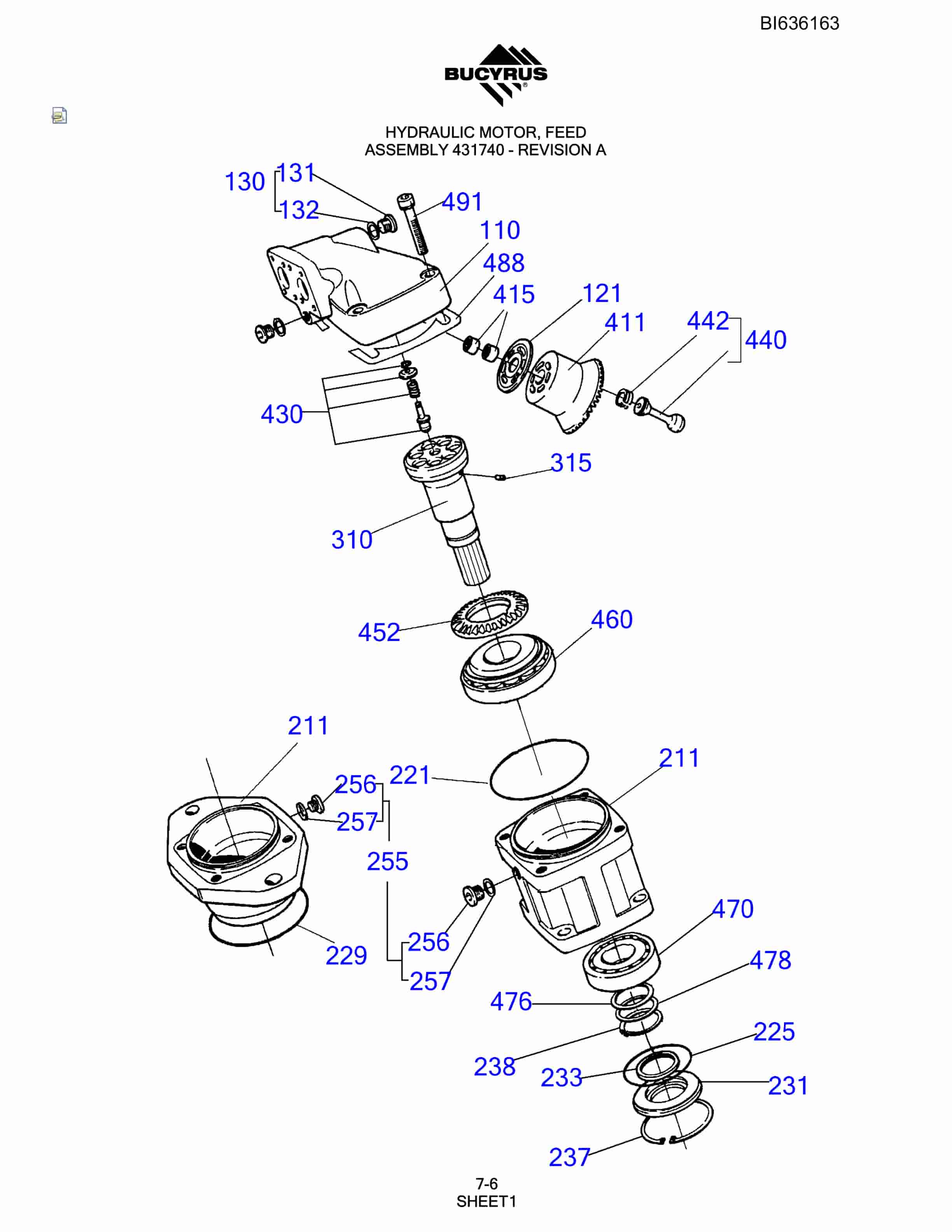 Bucyrus 345S Hydraulic Track Drill Parts Manual BI636163-3