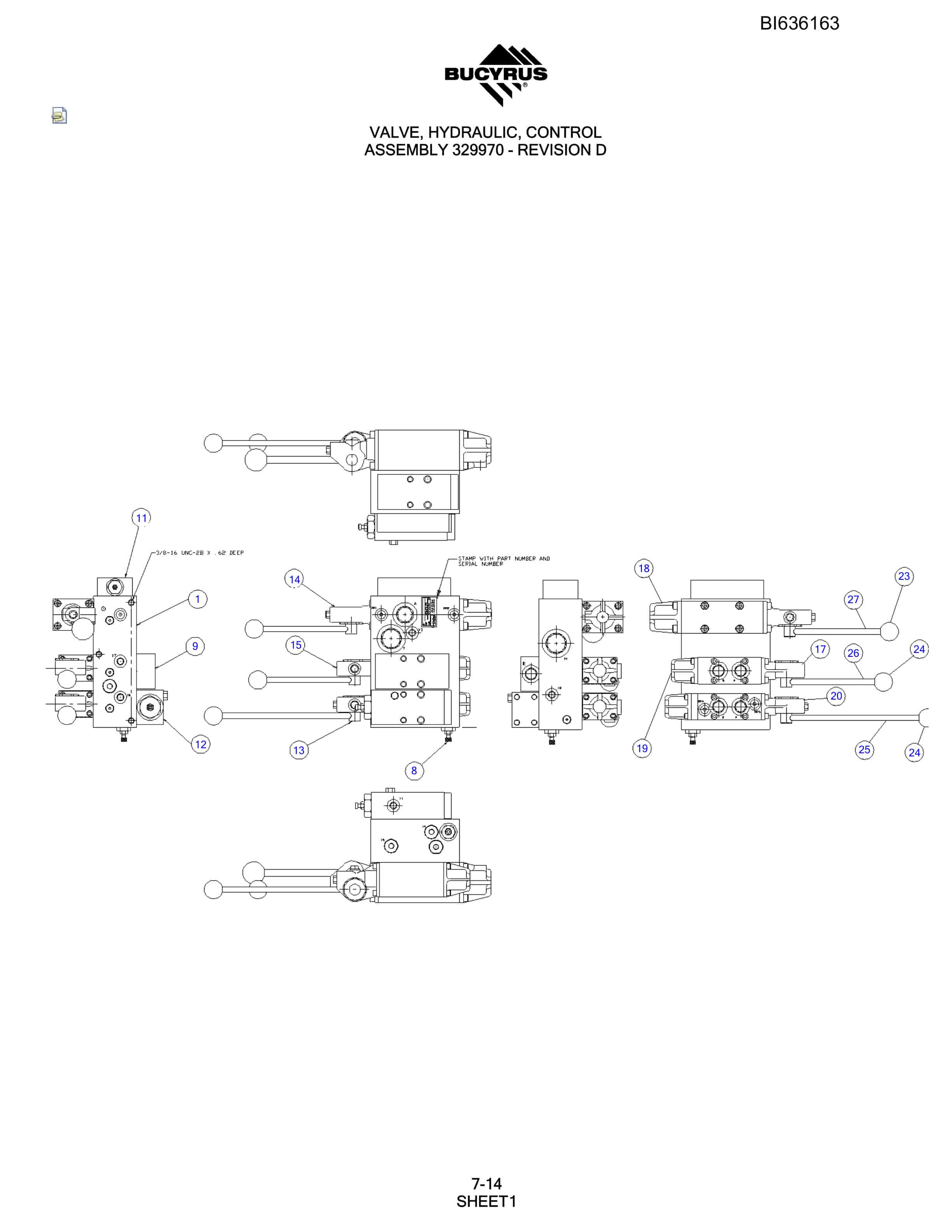 Bucyrus 345S Hydraulic Track Drill Parts Manual BI636163-4