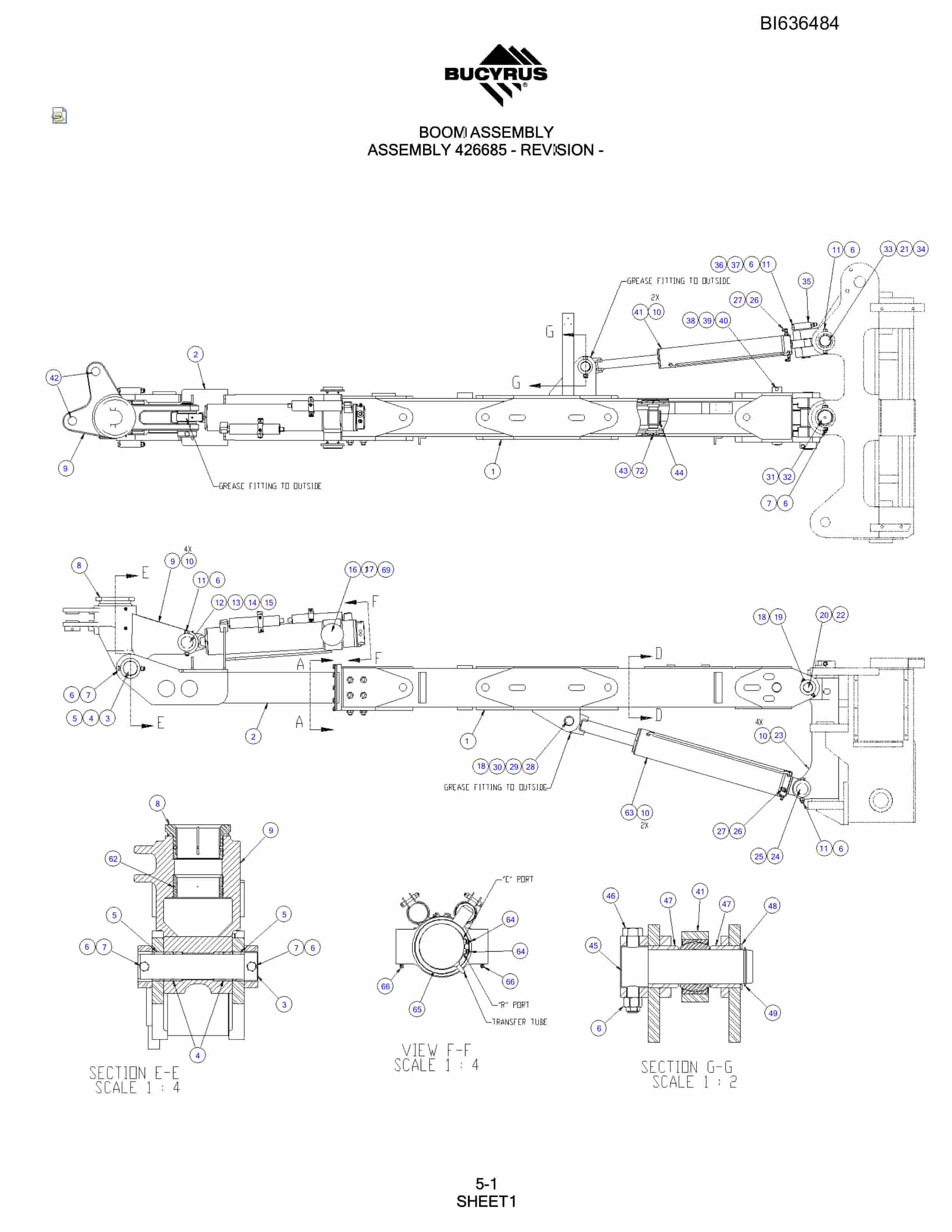Bucyrus 345S Hydraulic Track Drill Parts Manual BI636484-2