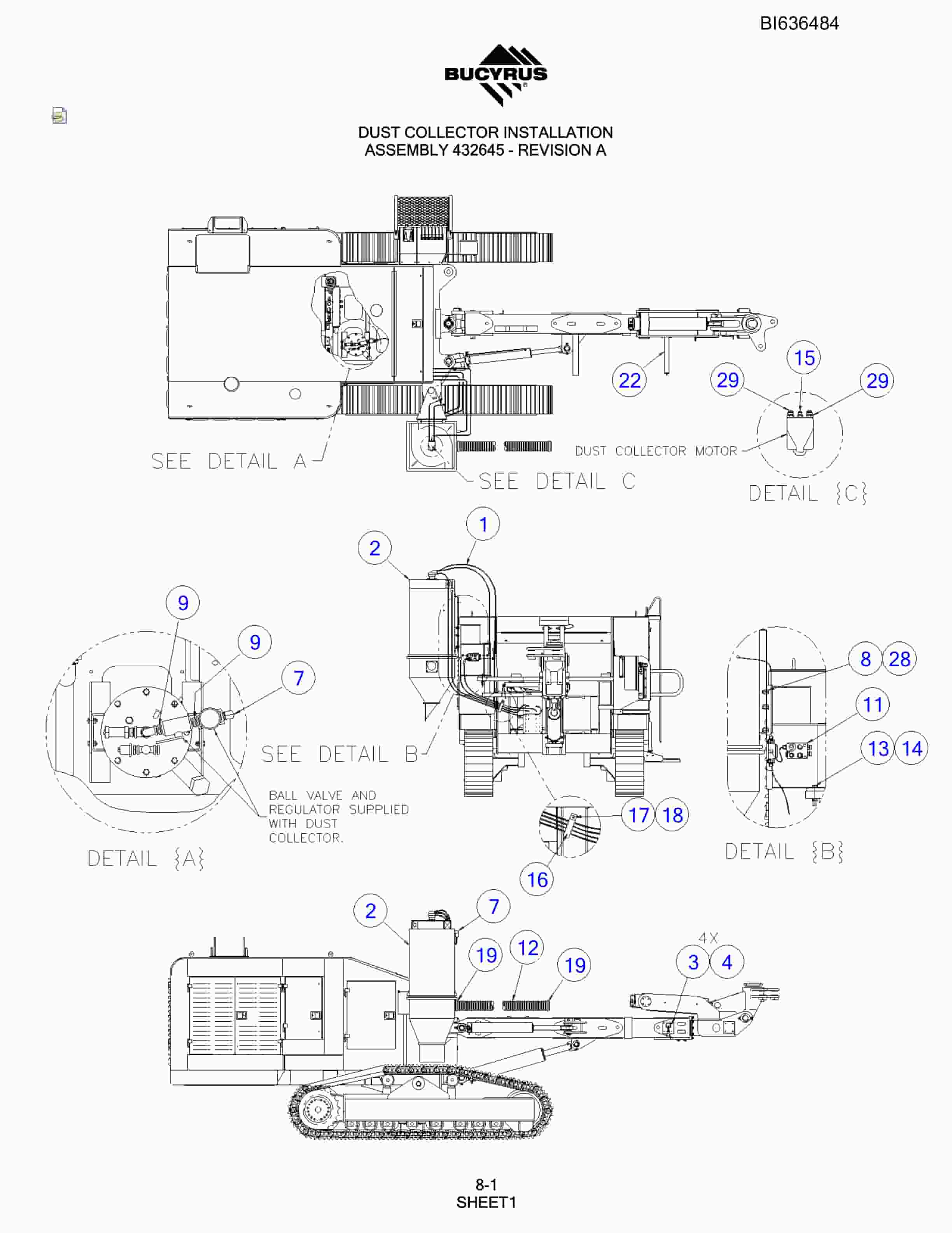 Bucyrus 345S Hydraulic Track Drill Parts Manual BI636484-5