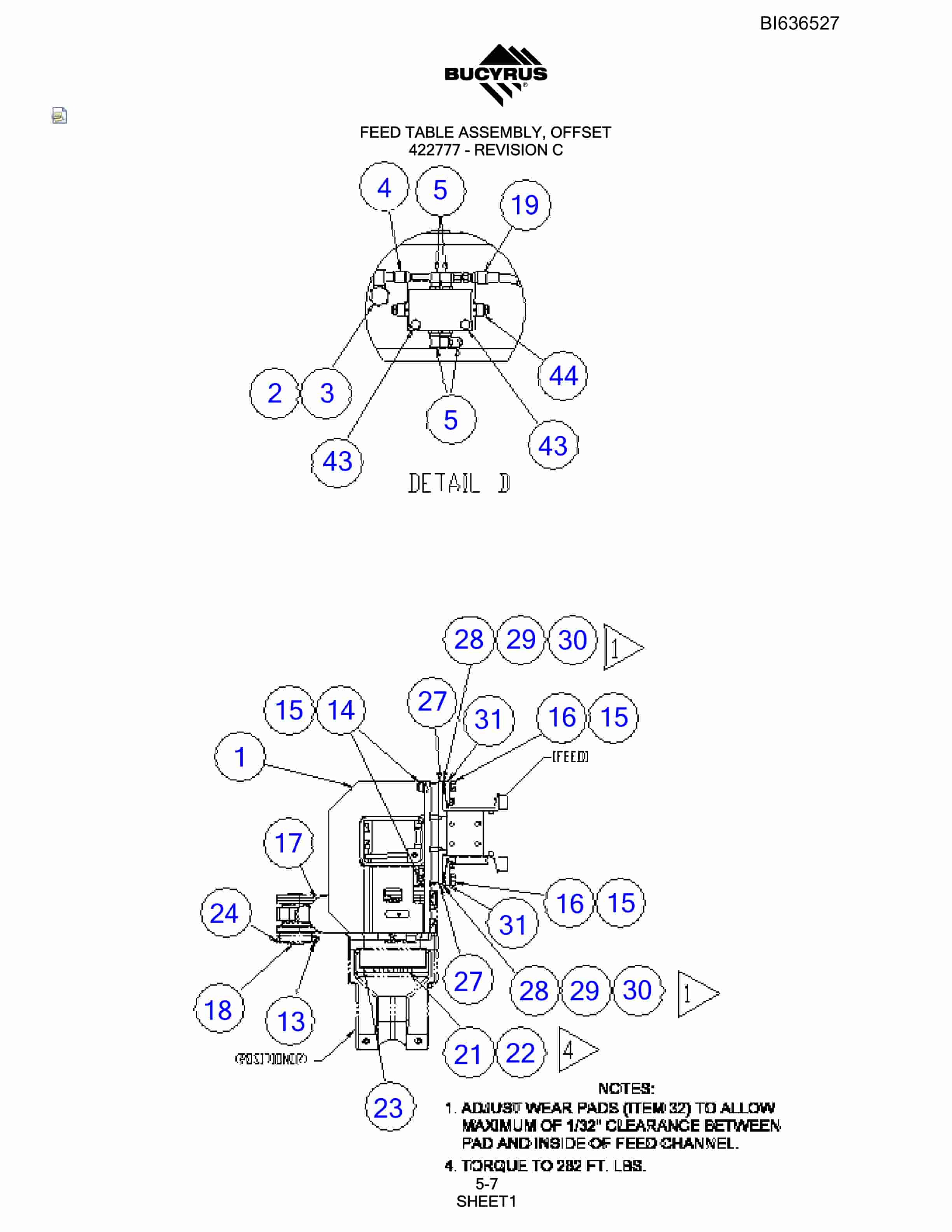 Bucyrus 345S Hydraulic Track Drill Parts Manual BI636527-2