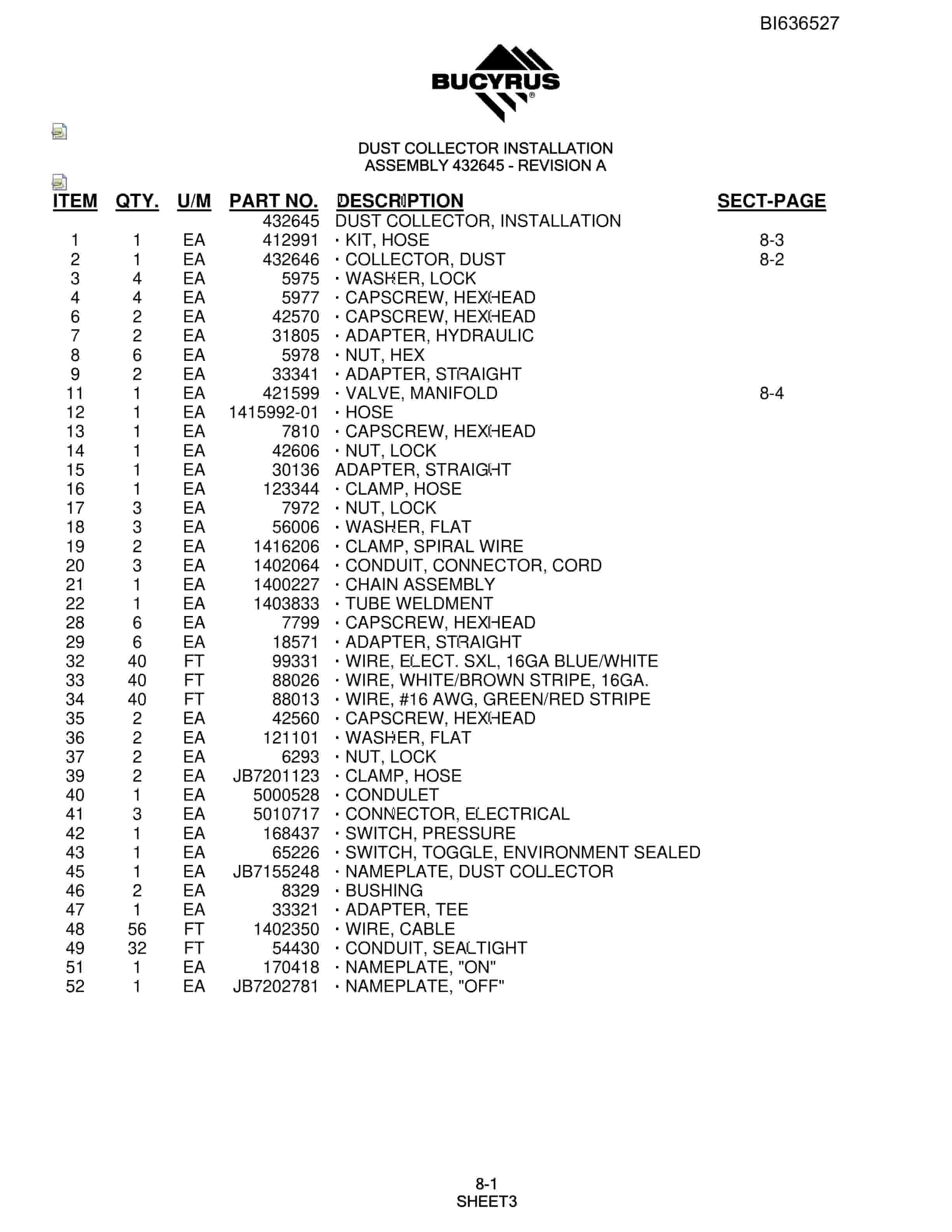Bucyrus 345S Hydraulic Track Drill Parts Manual BI636527-5