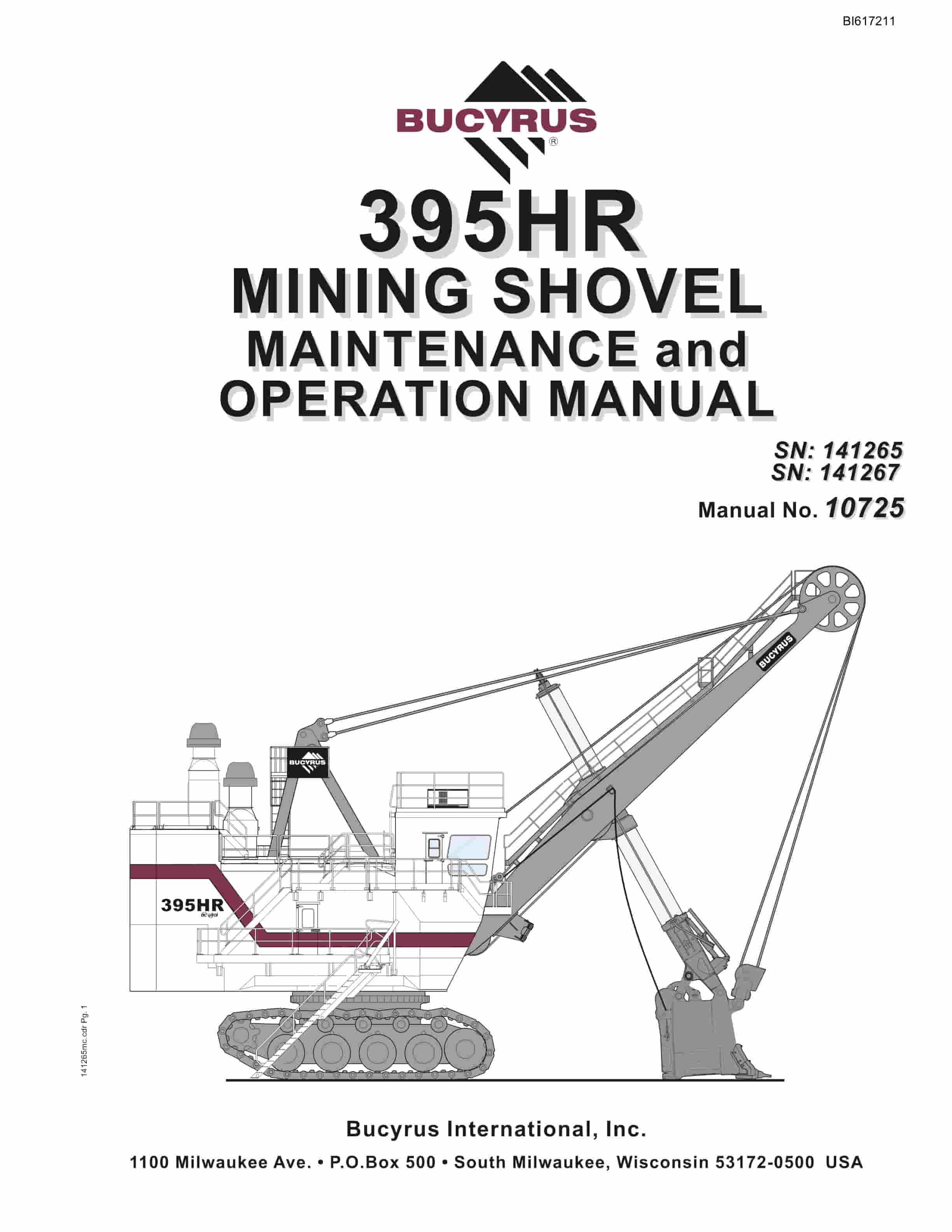 Bucyrus 395HR Mining Shovel Maintenance And Operation Manual BI617211