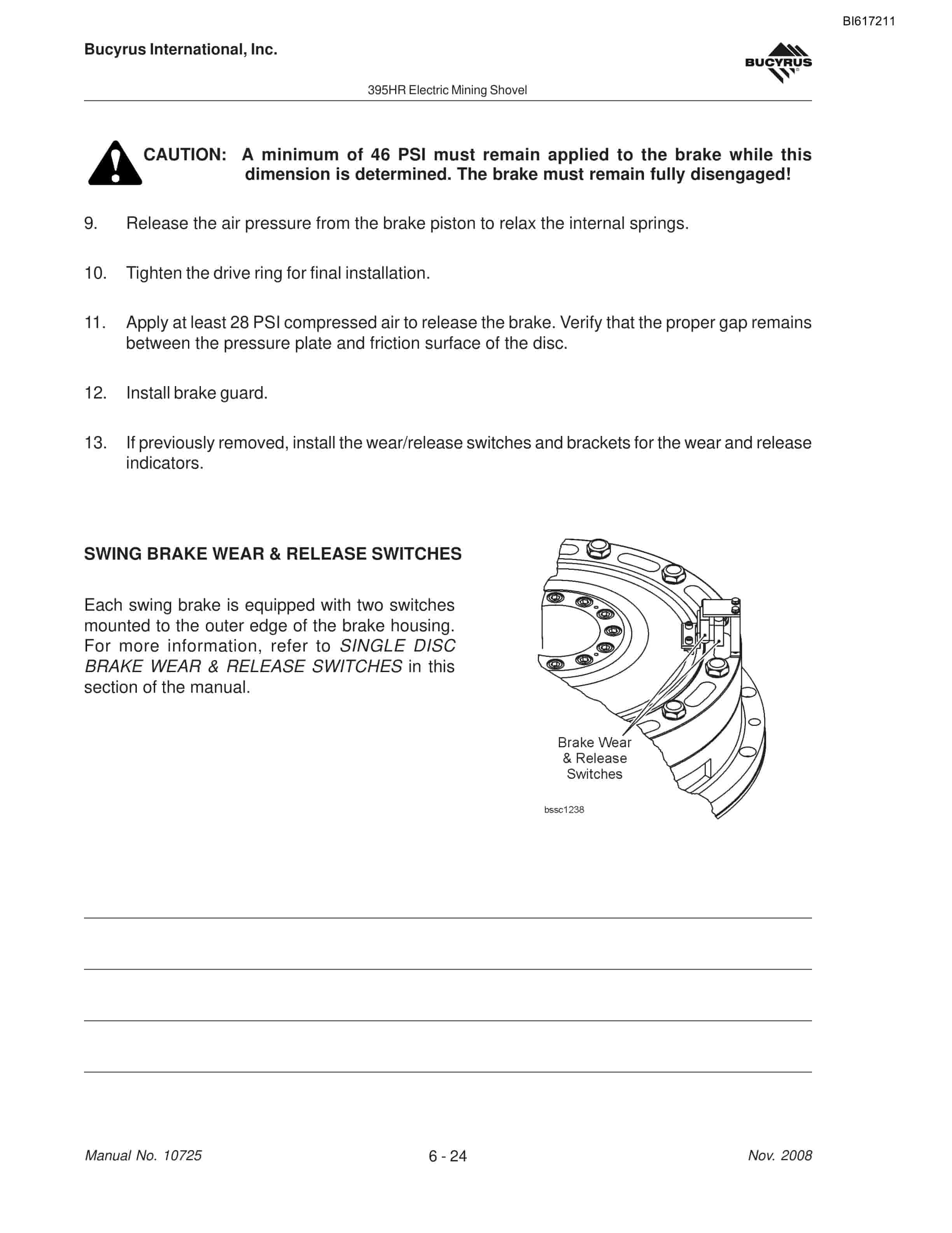 Bucyrus 395HR Mining Shovel Maintenance And Operation Manual BI617211-5