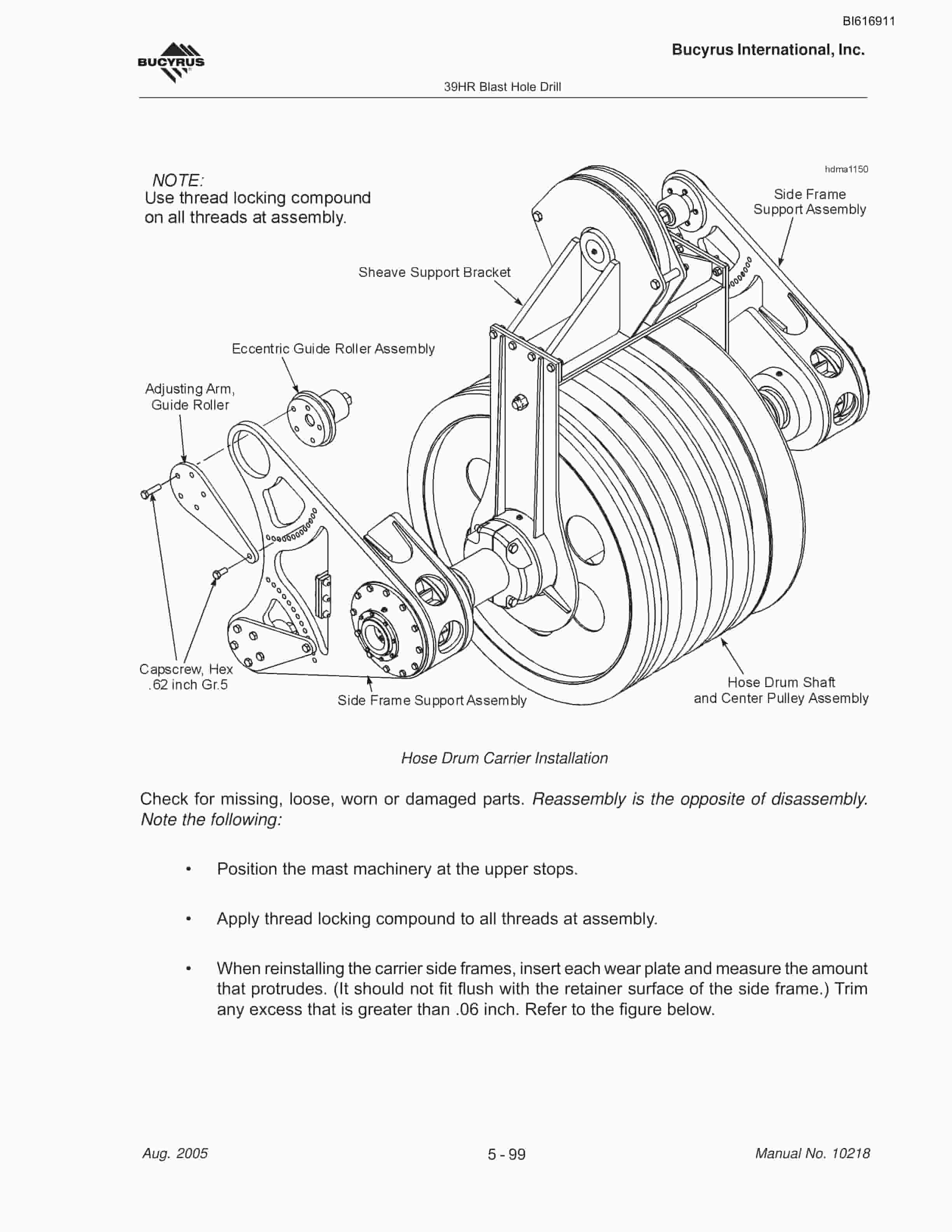 Bucyrus 39HR Blast Hole Drill Maintenance And Operation Manual BI616911-2