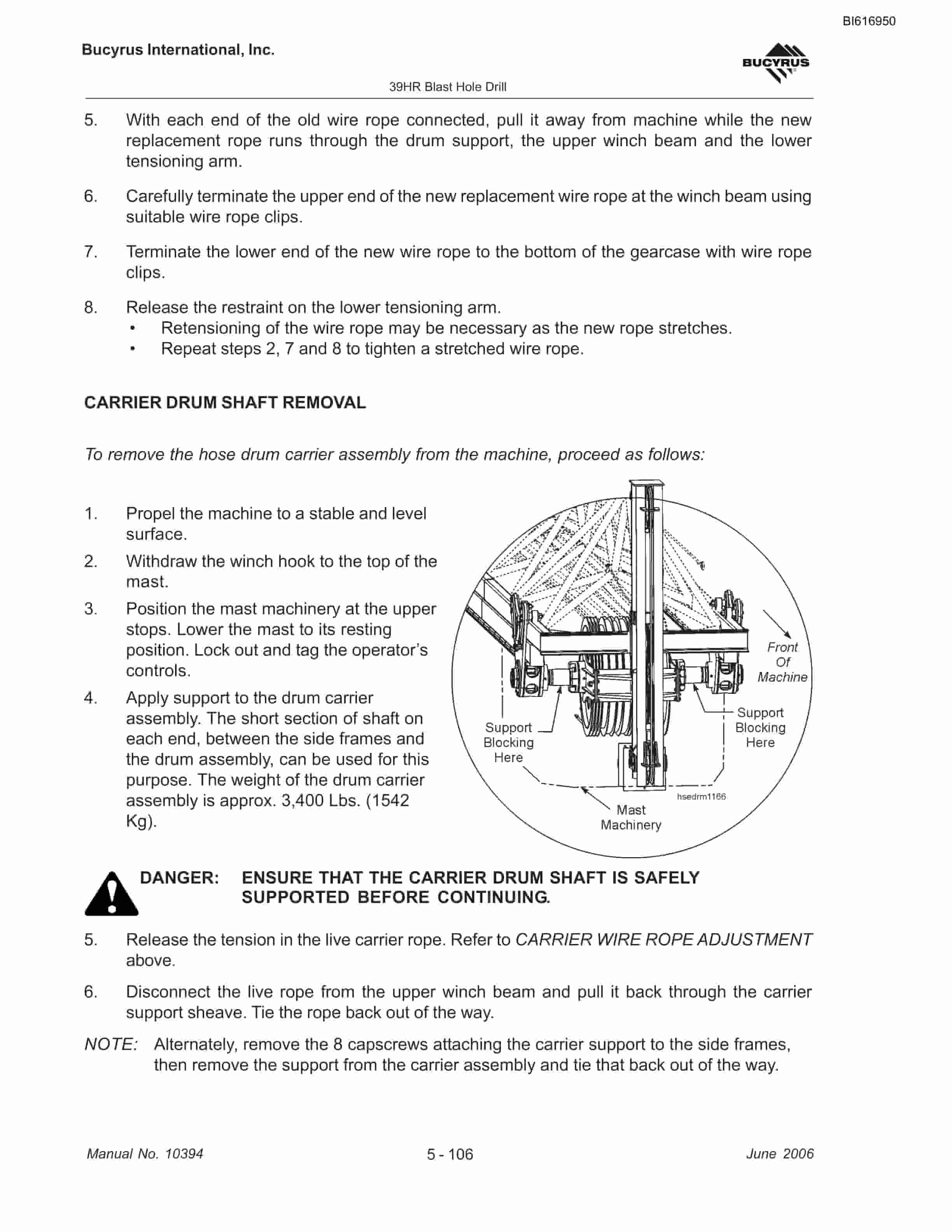 Bucyrus 39HR Blast Hole Drill Maintenance And Operation Manual BI616950-3