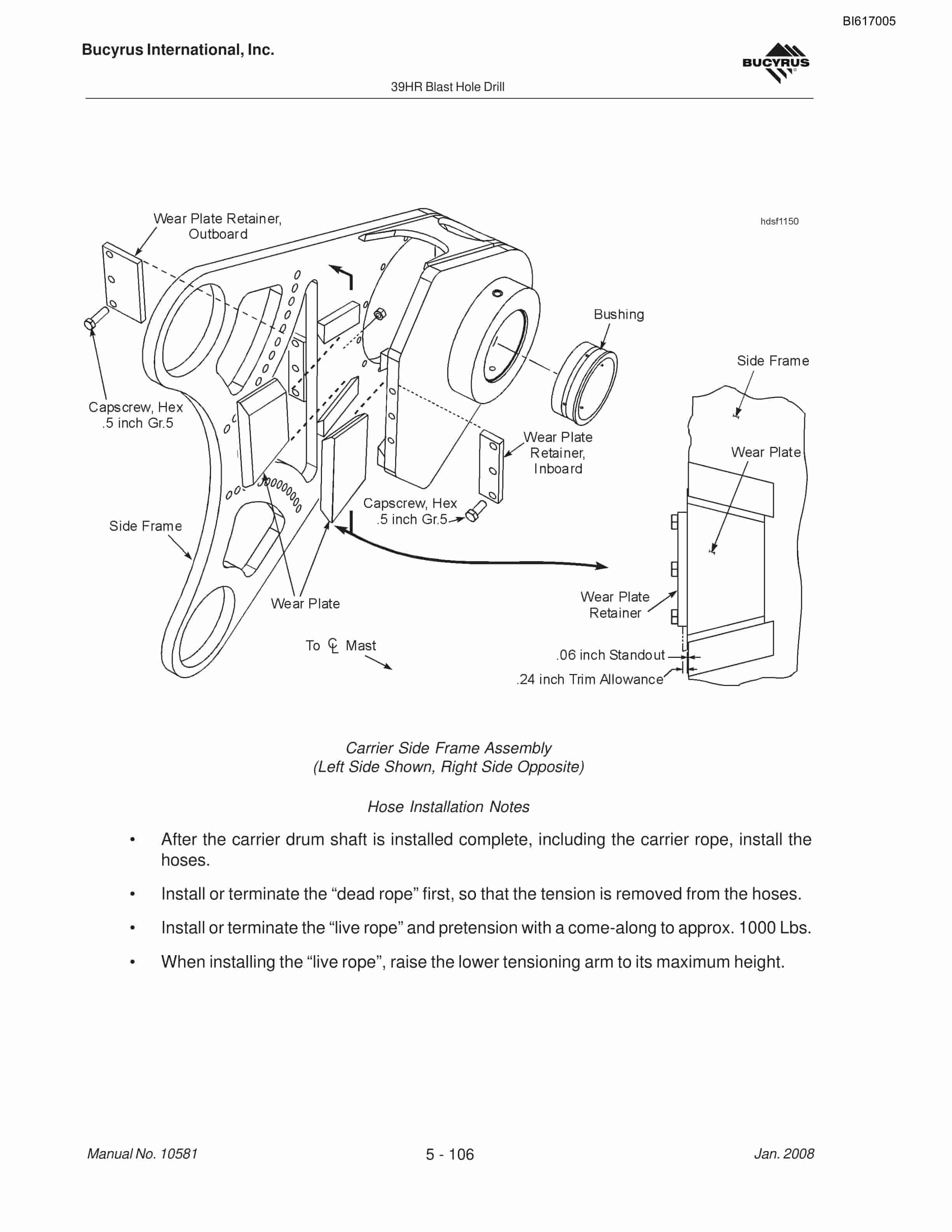 Bucyrus 39HR Blast Hole Drill Maintenance And Operation Manual BI617005-3