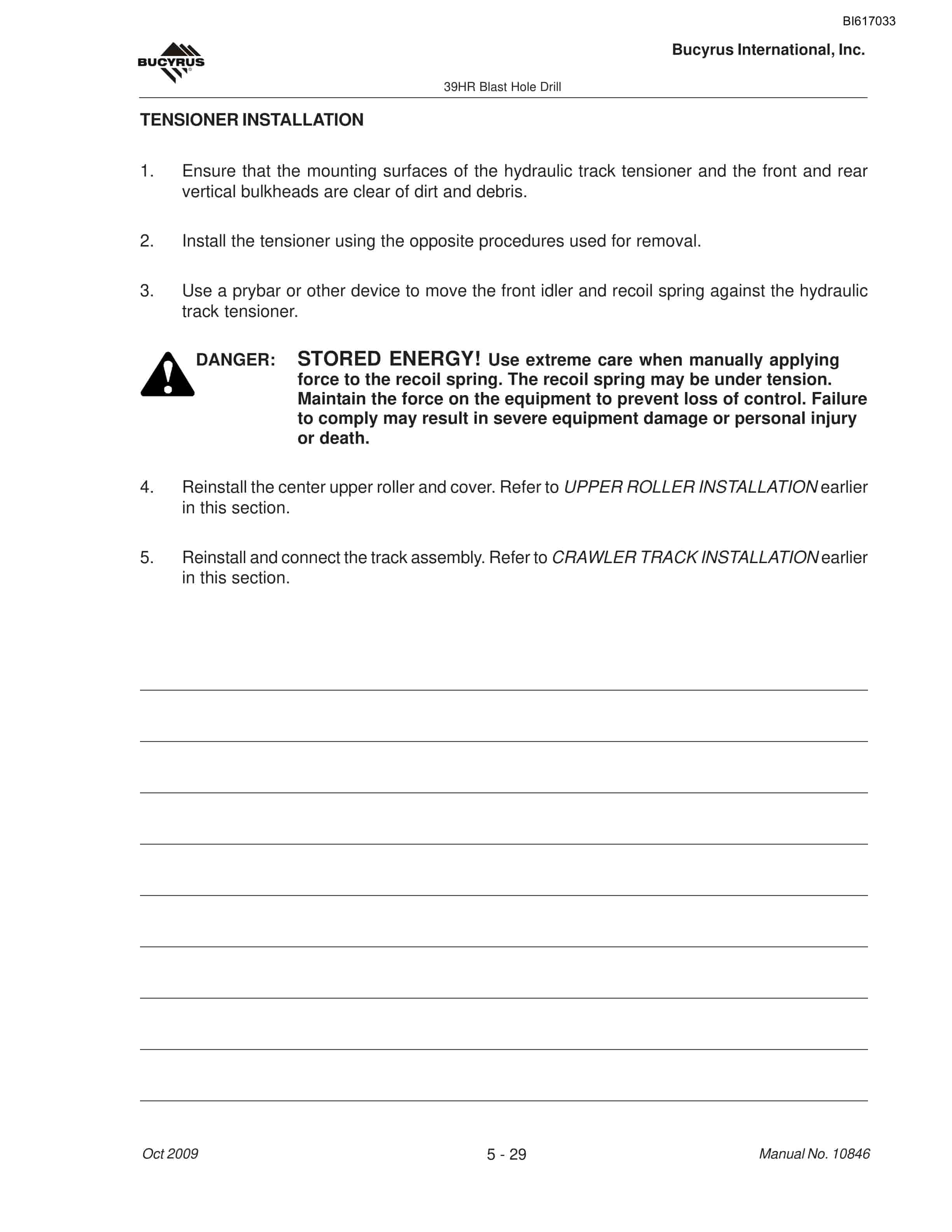 Bucyrus 39HR Blast Hole Drill Maintenance And Operation Manual BI617033-2