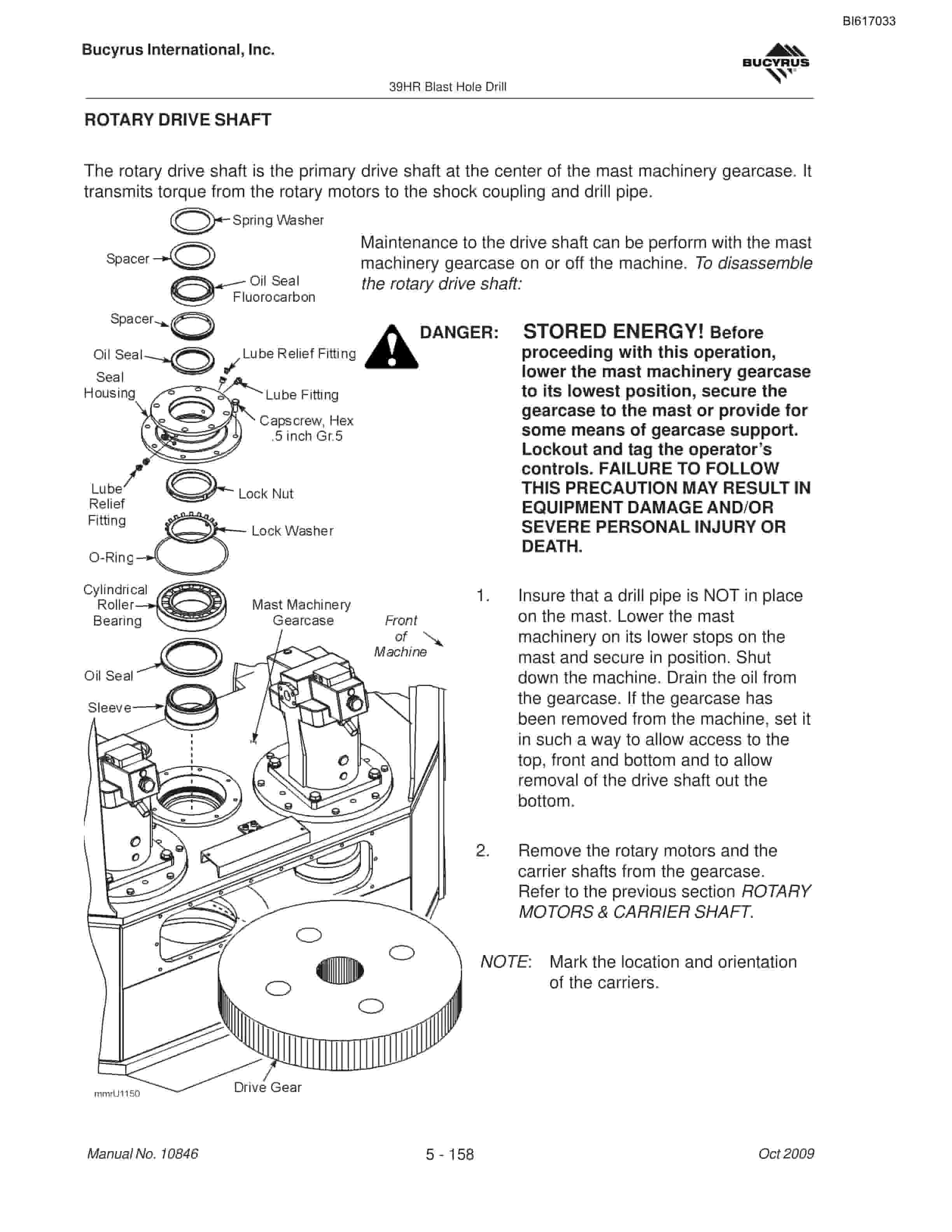 Bucyrus 39HR Blast Hole Drill Maintenance And Operation Manual BI617033-4