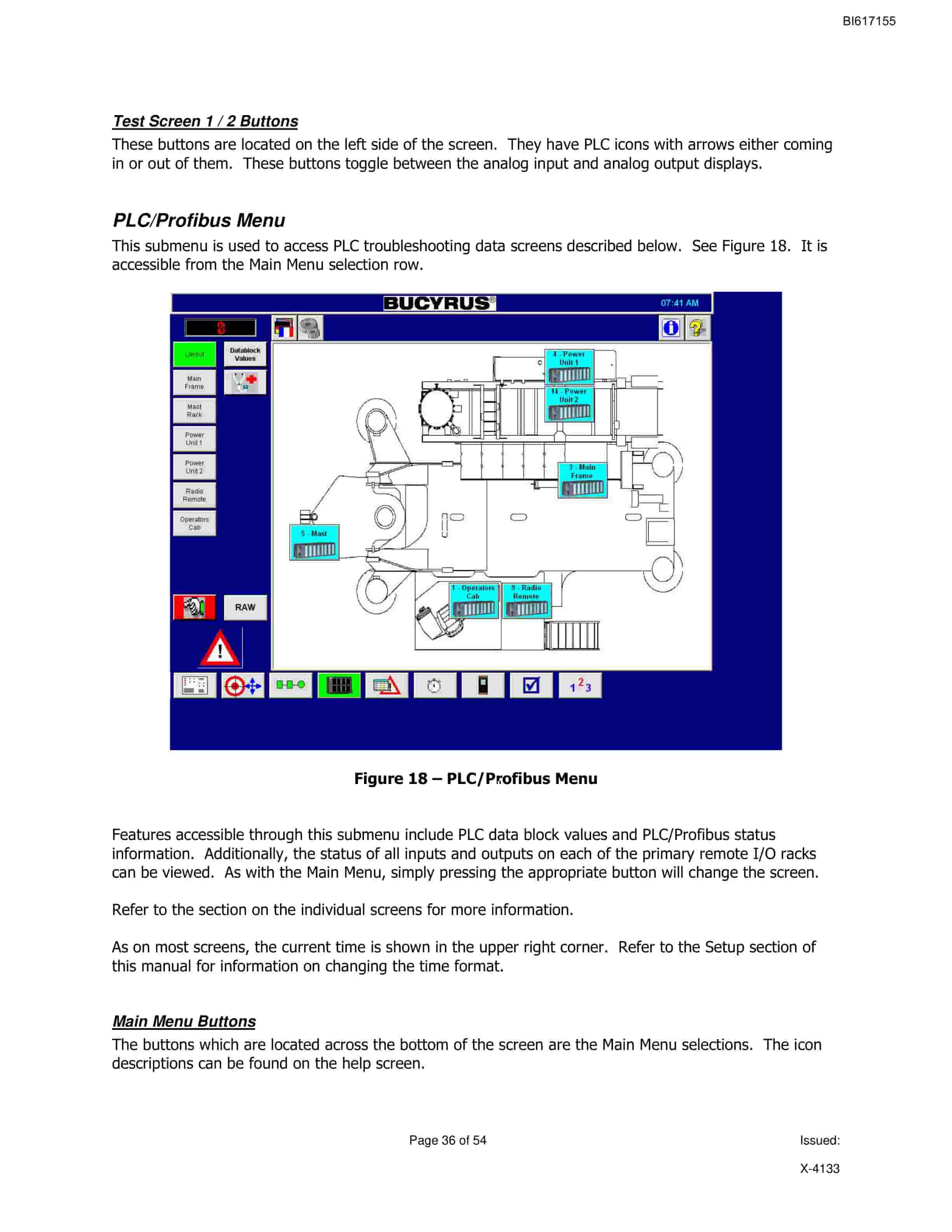 Bucyrus 39HR Operator Display X-4133 Technical Manual BI617155-3