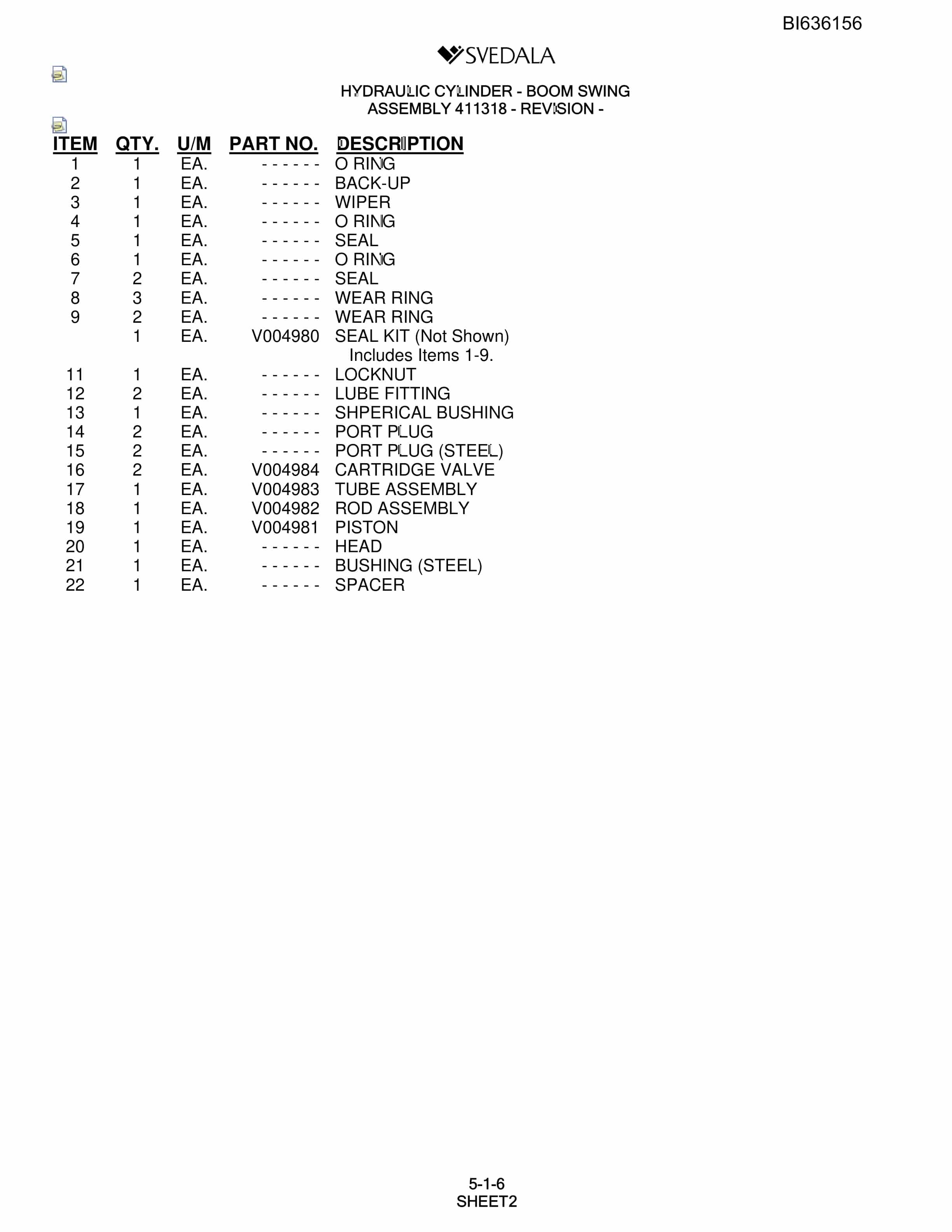 Bucyrus 400 Hydra-Trac Parts Catalog BI636156-2