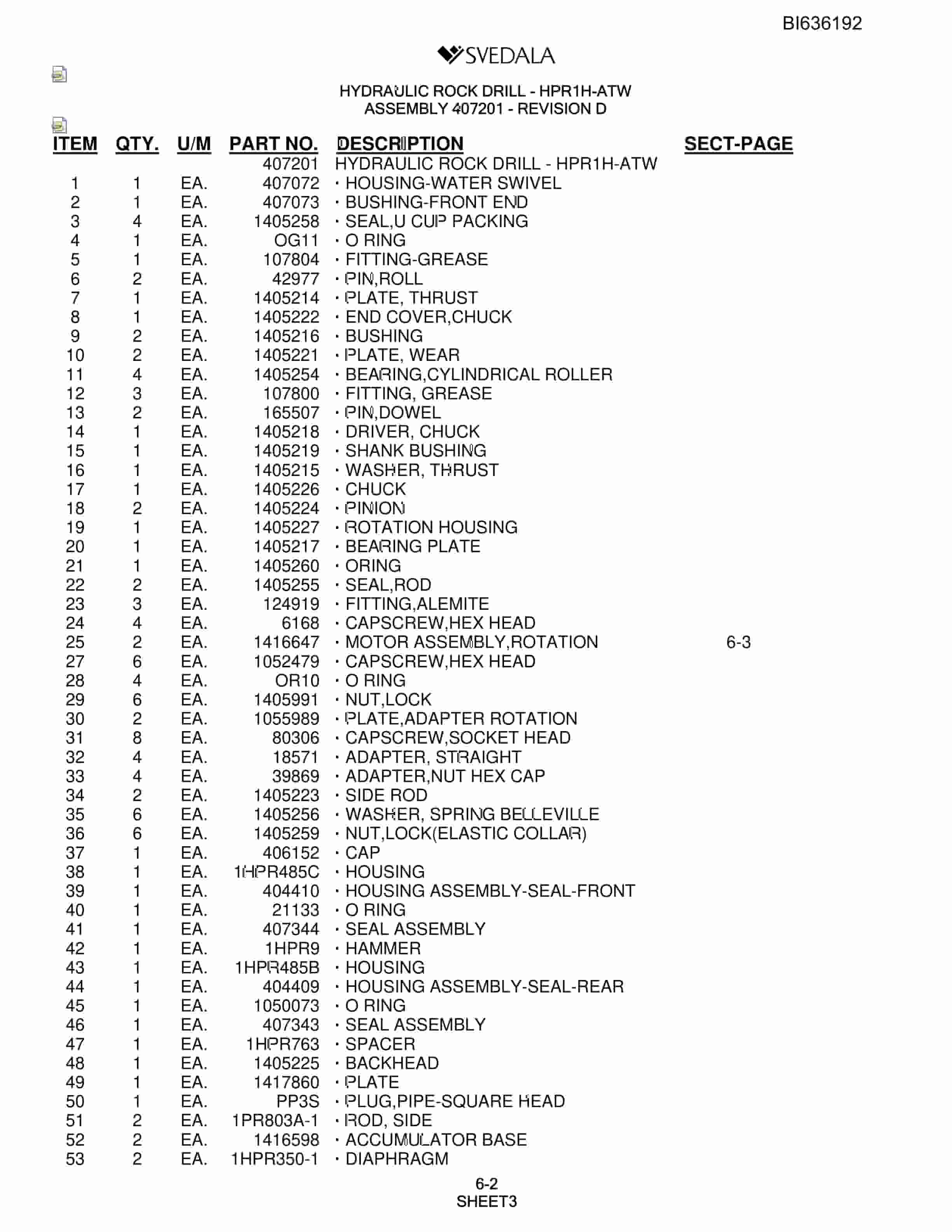 Bucyrus 400 Hydra-Trac Parts Catalog BI636192-2