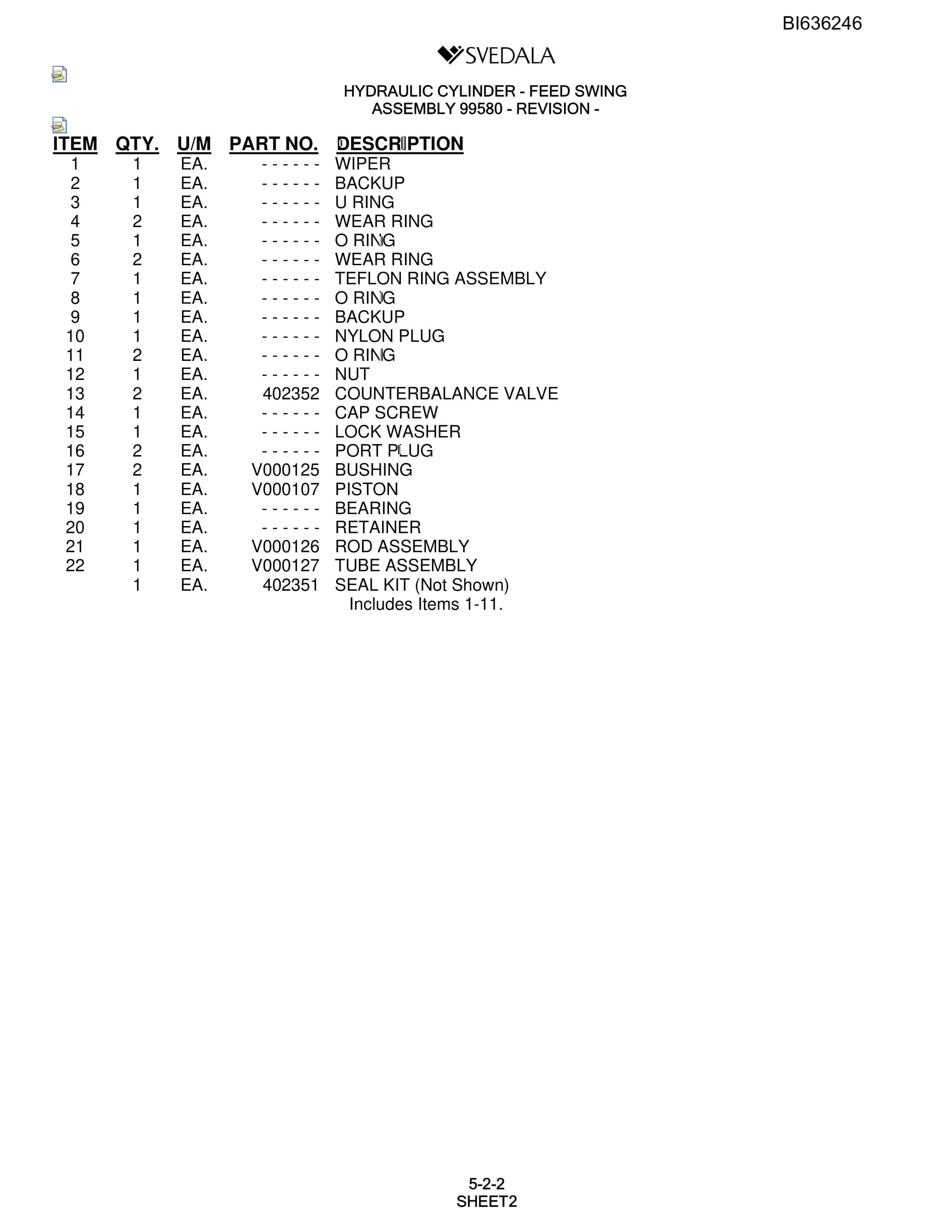 Bucyrus 400 Hydra-Trac Parts Catalog BI636246-2