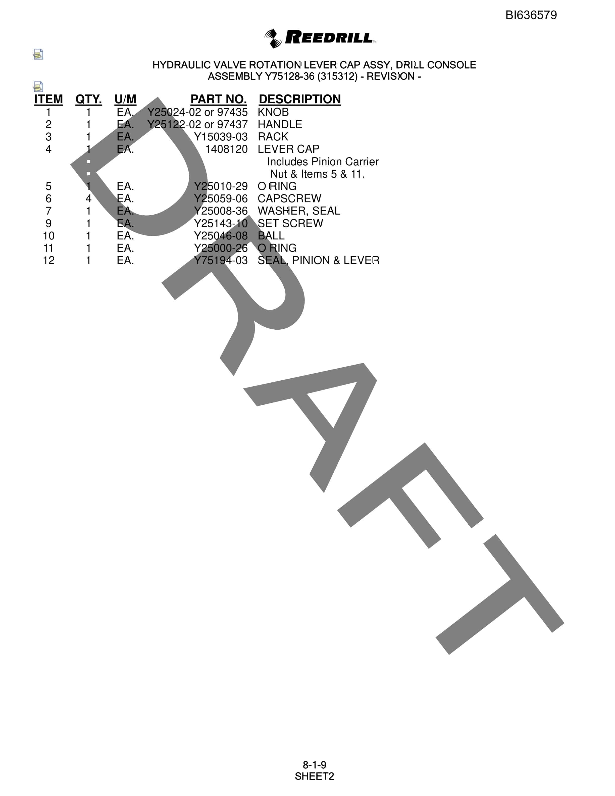 Bucyrus 400 Hydra-Trac Parts Catalog BI636579-3