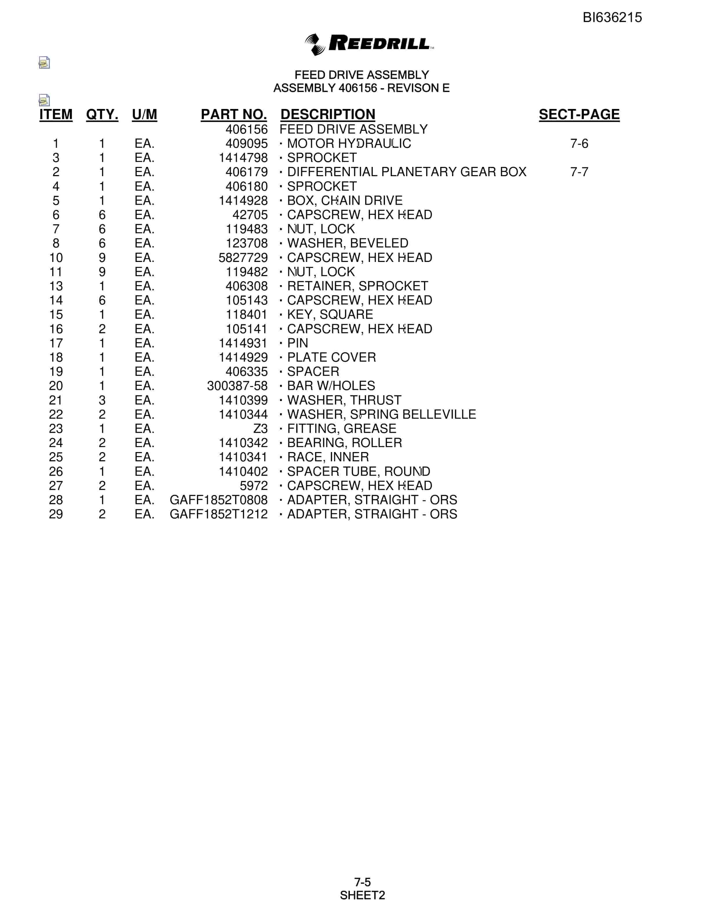 Bucyrus 402 Hydra-Trac Parts Catalog BI636215-2