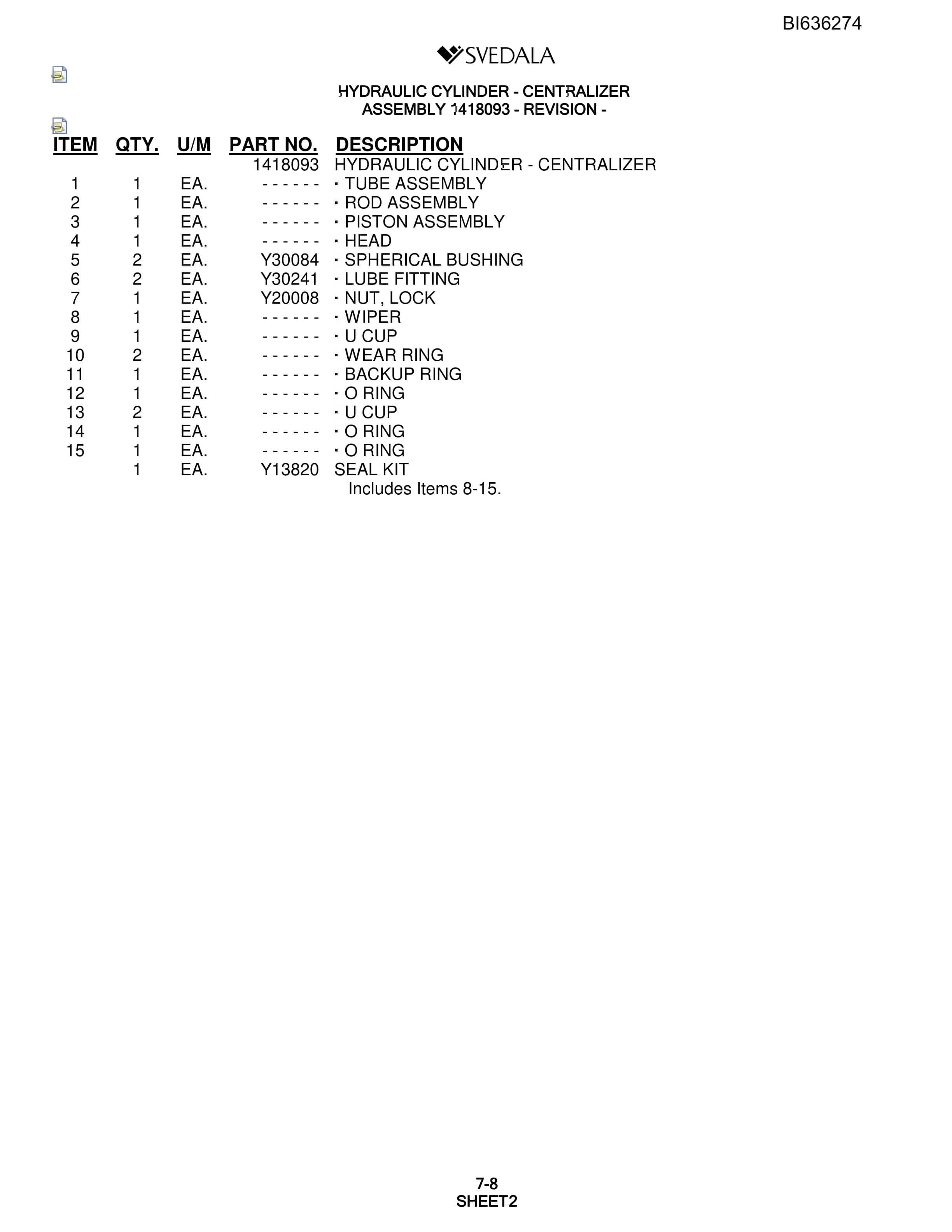 Bucyrus 402 Hydra-Trac Parts Catalog BI636274-2