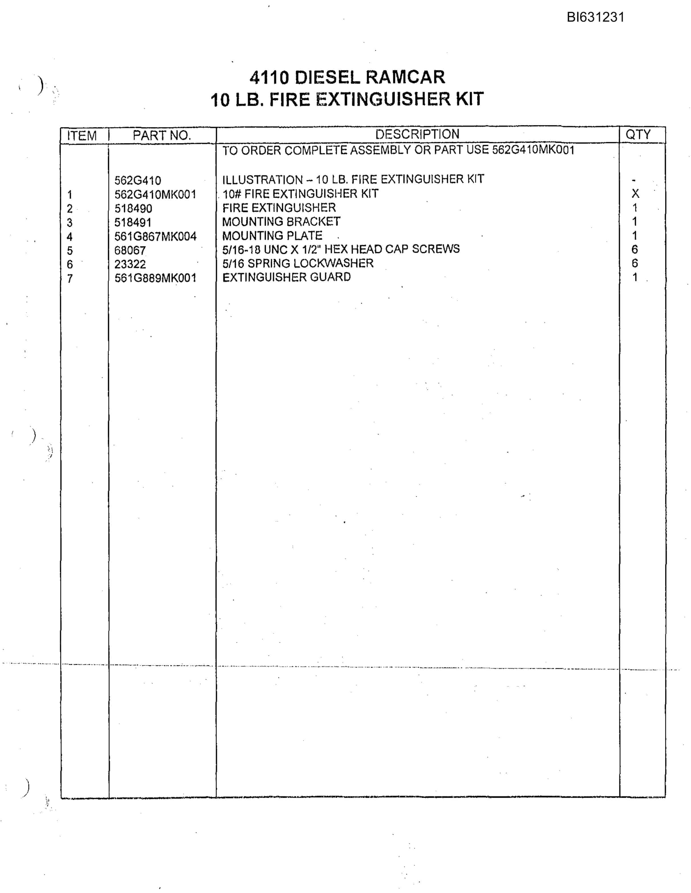 Bucyrus 4110 Diesel Ramcar Parts Catalog BI631231-4