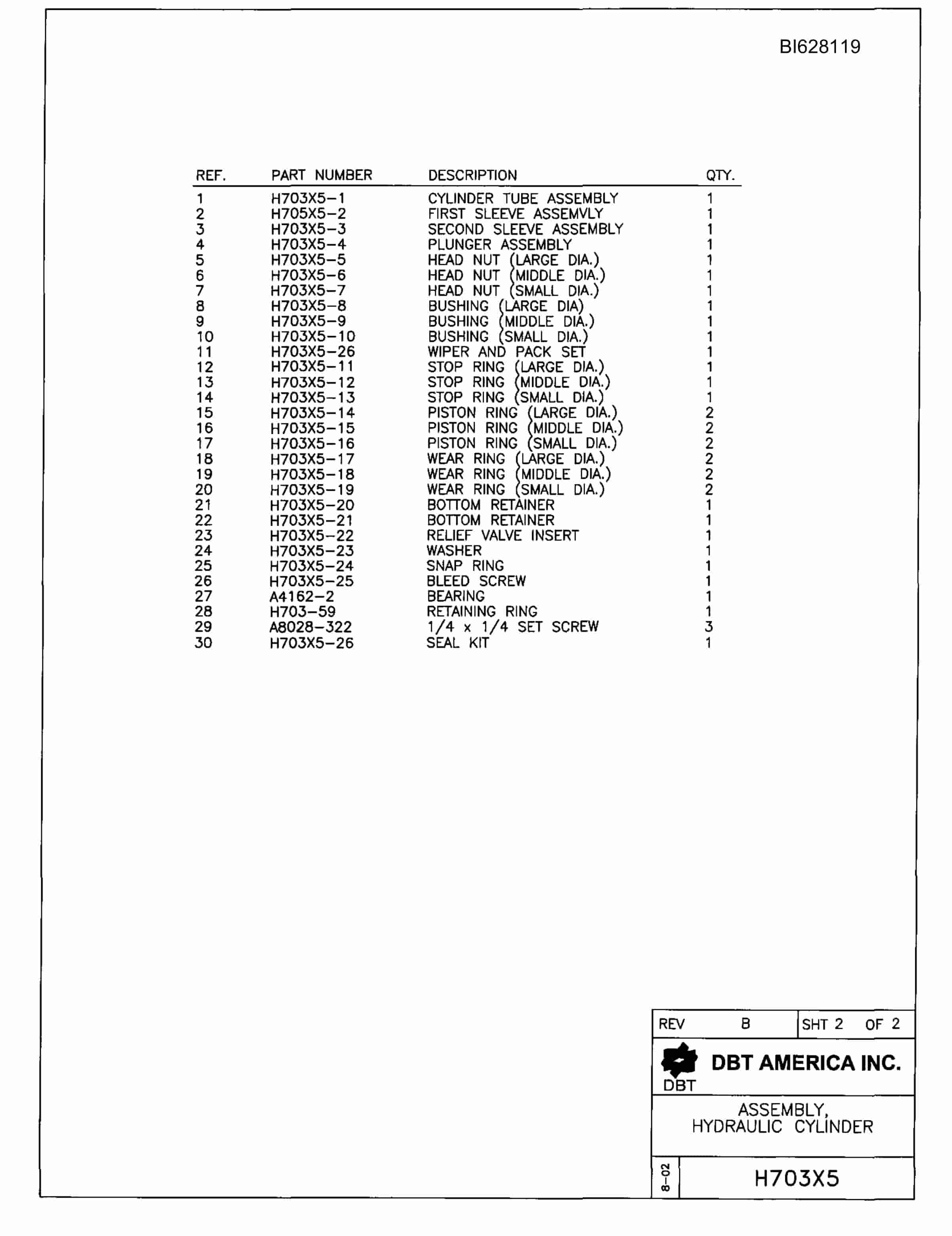 Bucyrus 482 Parts Catalog BI628119-5