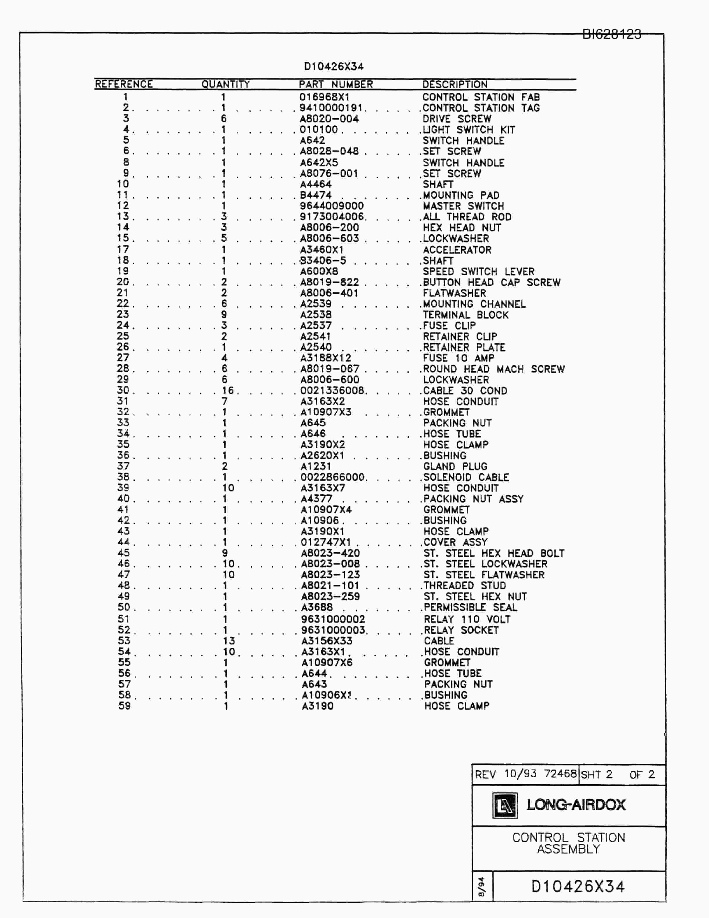 Bucyrus 482 Parts Catalog BI628123-2