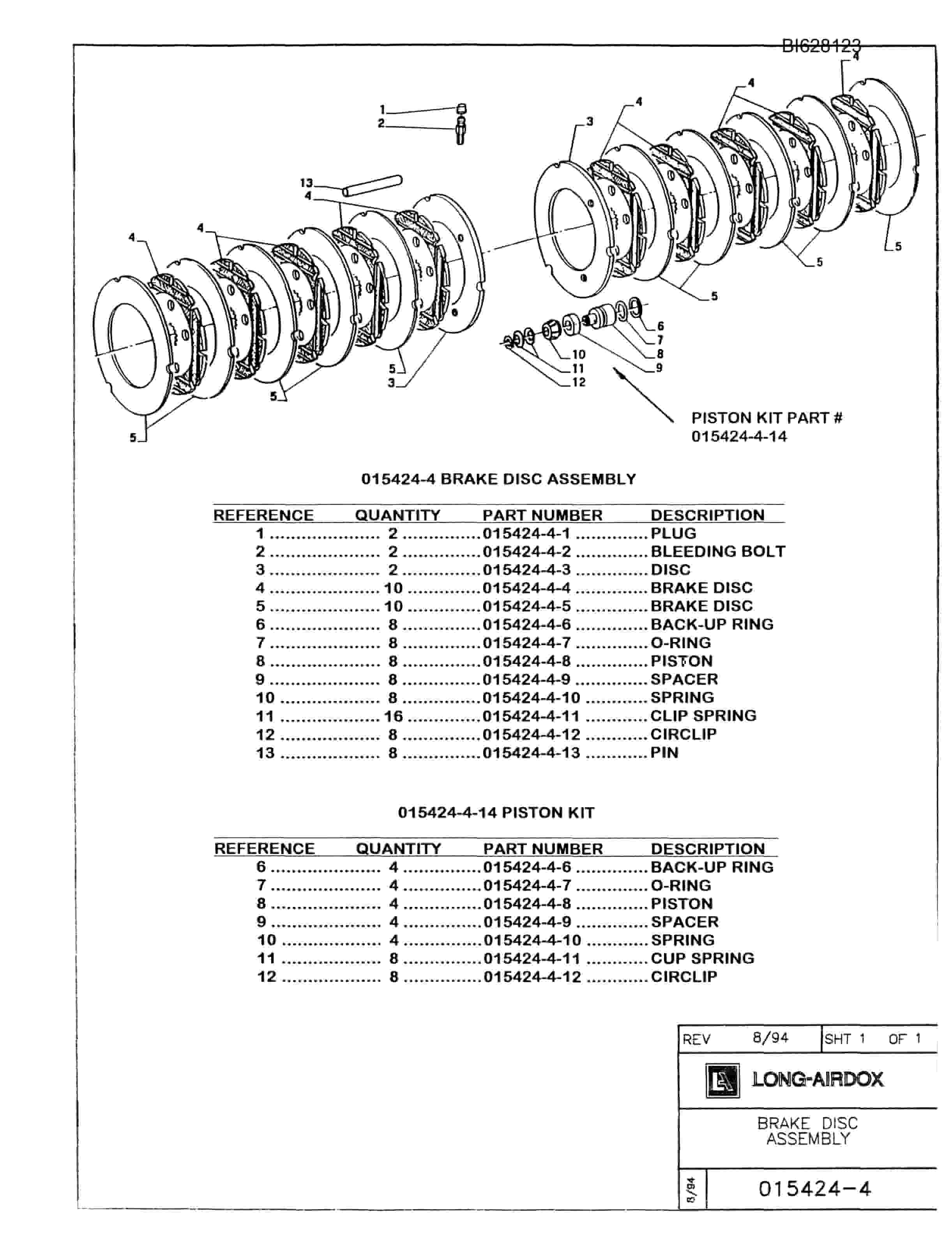 Bucyrus 482 Parts Catalog BI628123-5