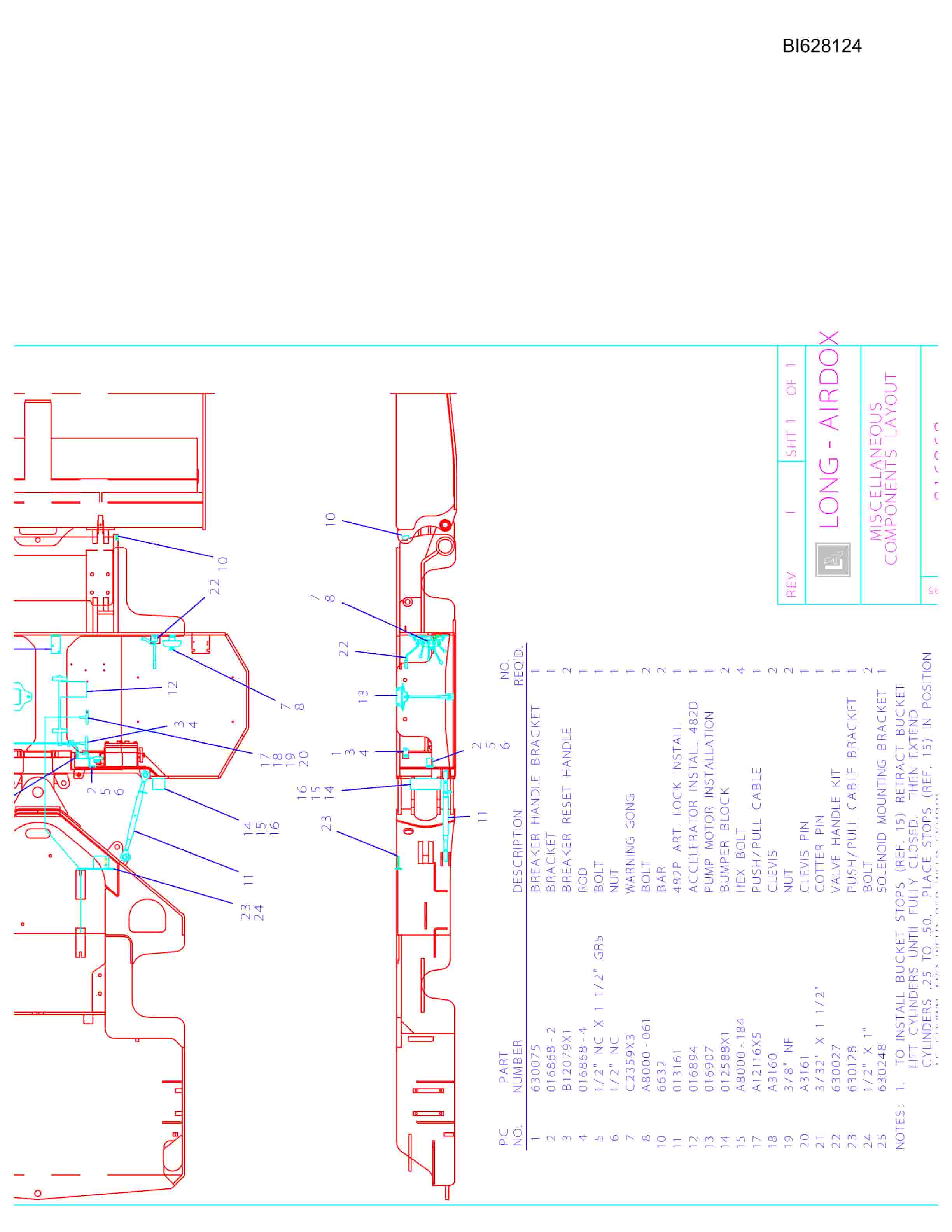 Bucyrus 482LA Parts Catalog BI628124-3