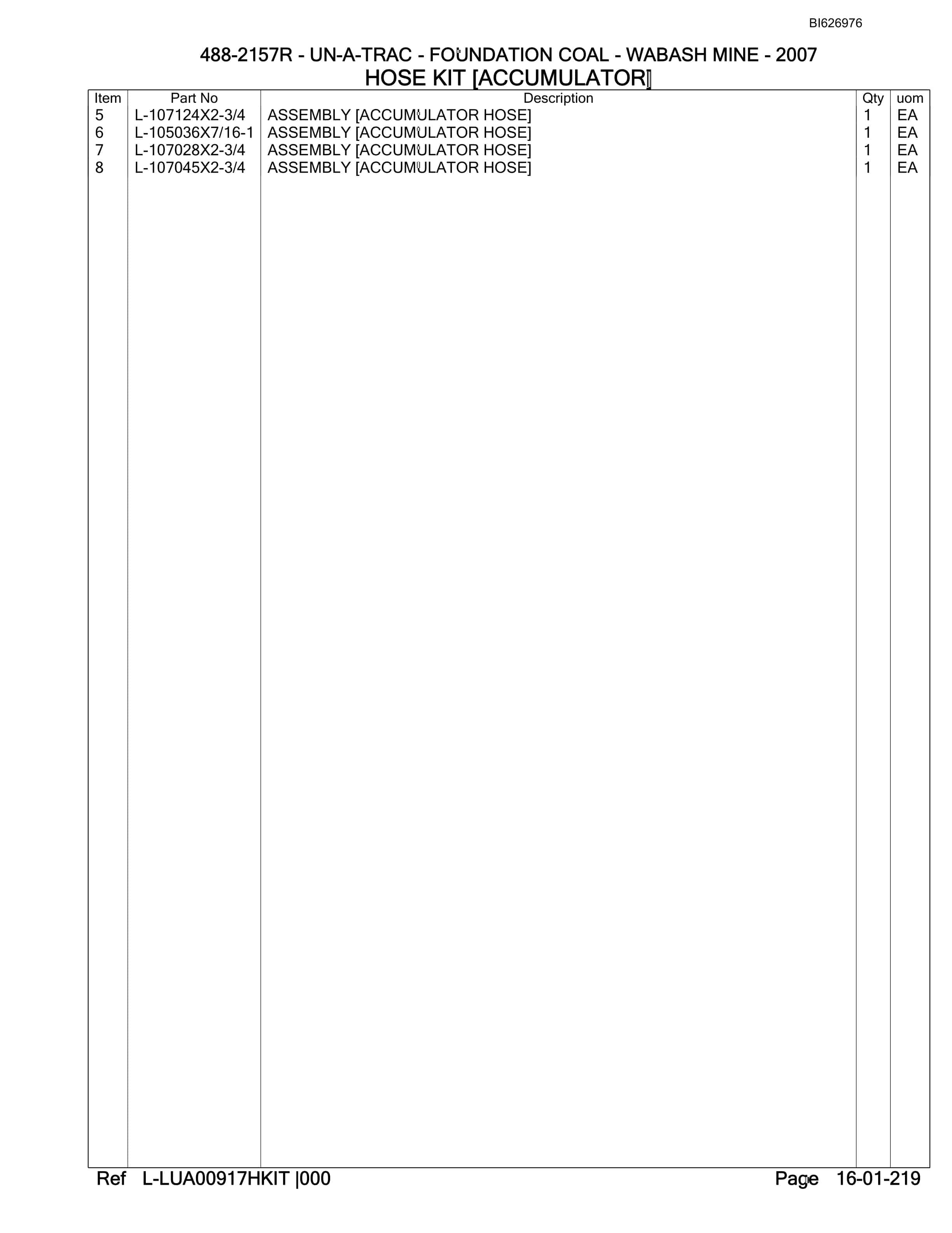 Bucyrus 488-2157R UN-A-TRAC Parts Catalog BI626976-4
