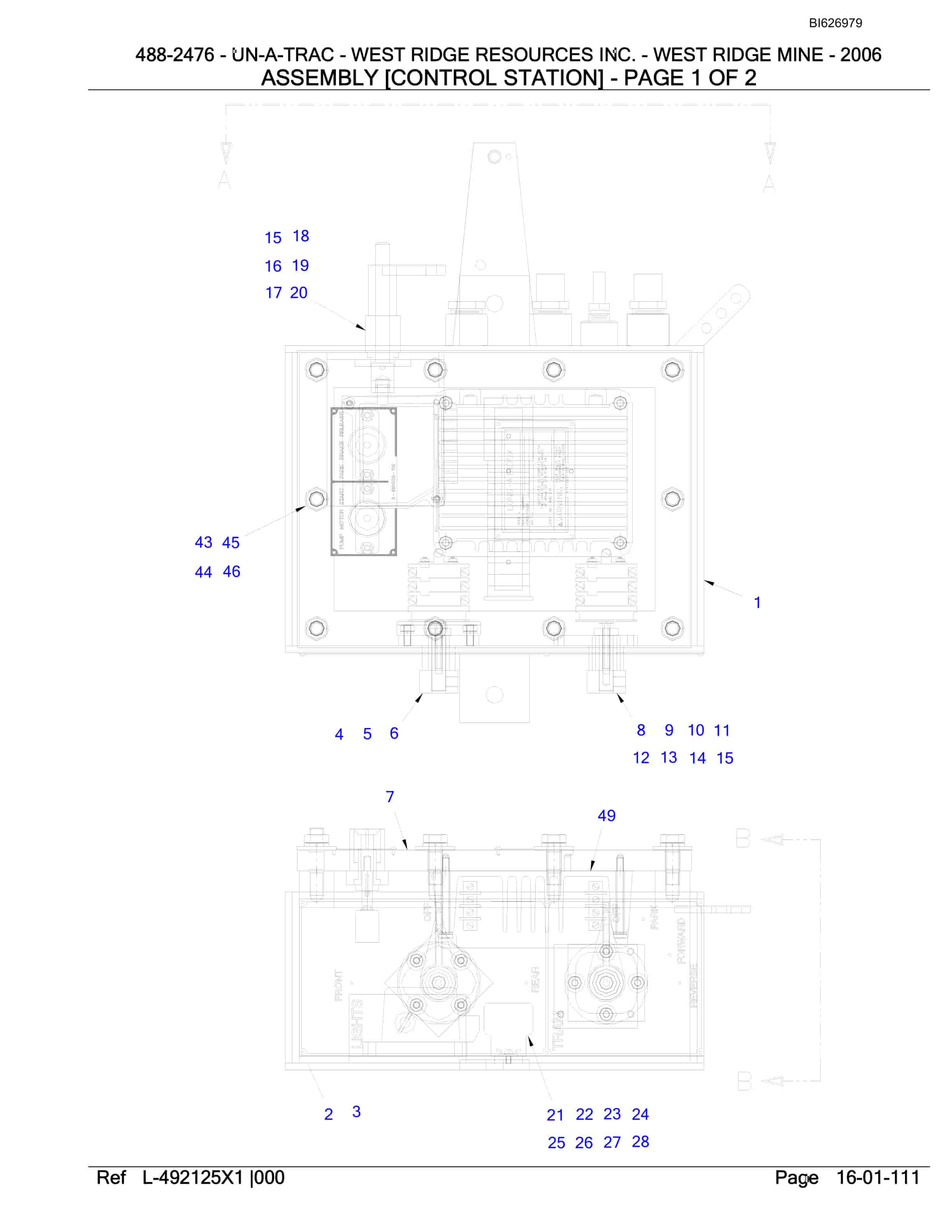 Bucyrus 488-2476 UN-A-TRAC Parts Catalog BI626979-2