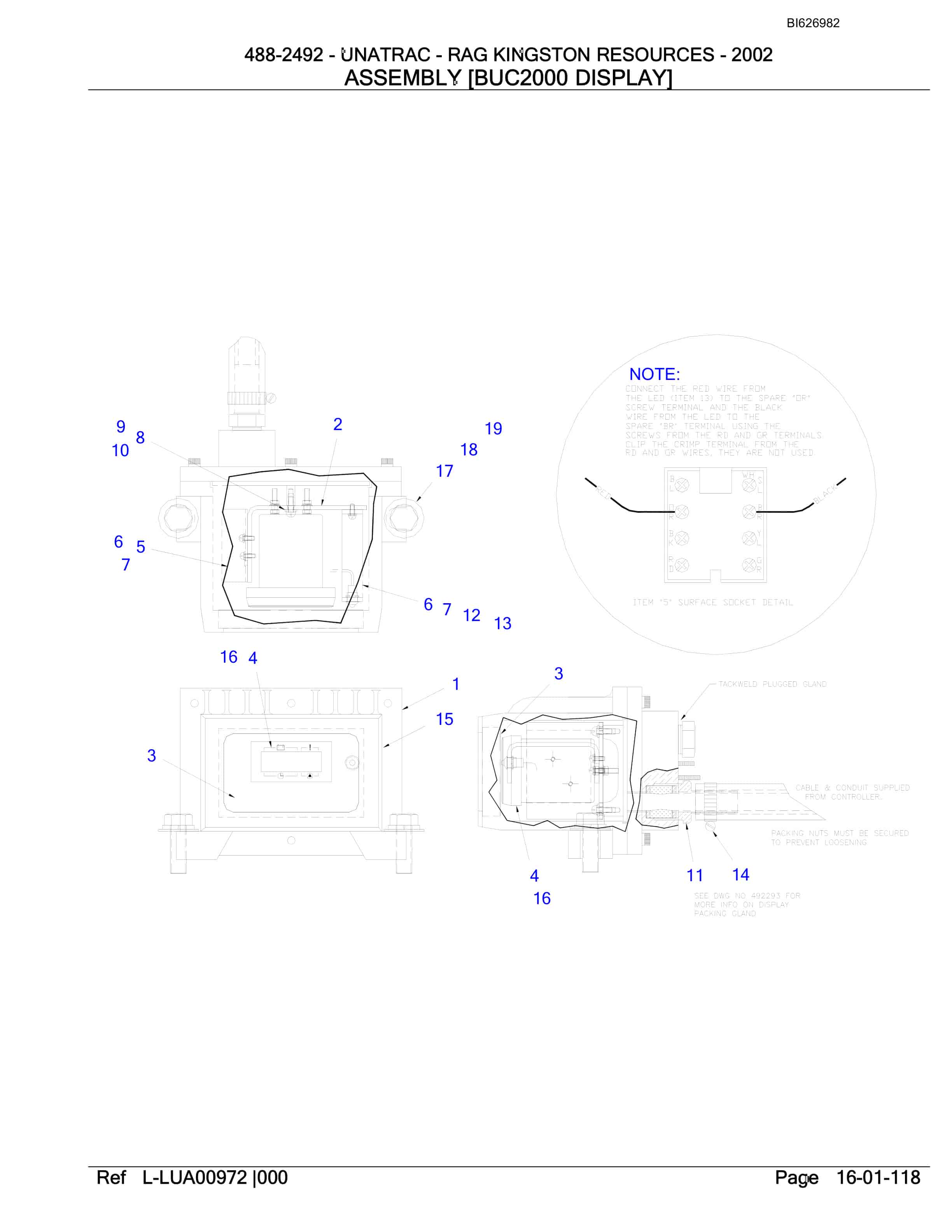 Bucyrus 488-2492 UN-A-TRAC Spare Parts List BI626982-3