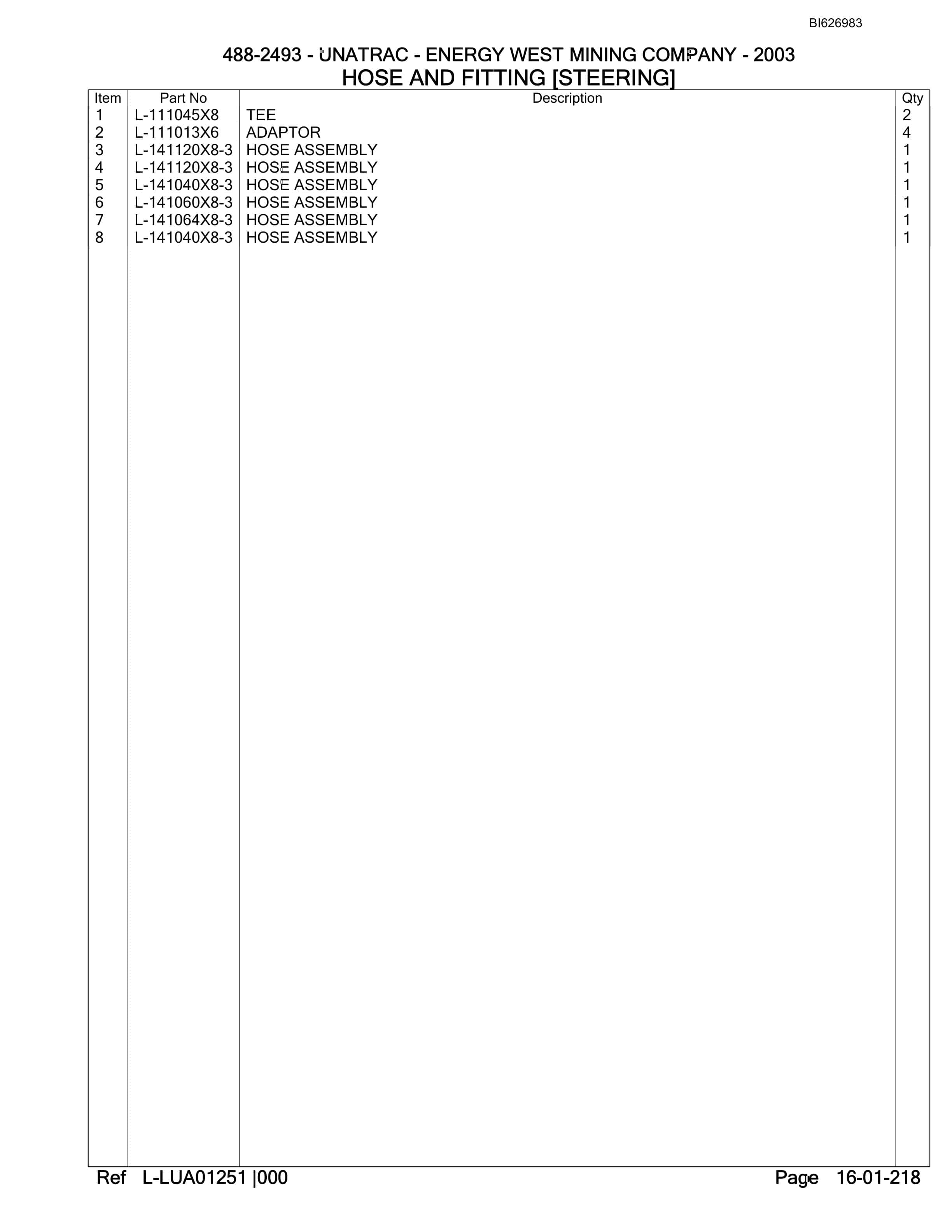 Bucyrus 488-2493 UN-A-TRAC Parts Catalog BI626983-4