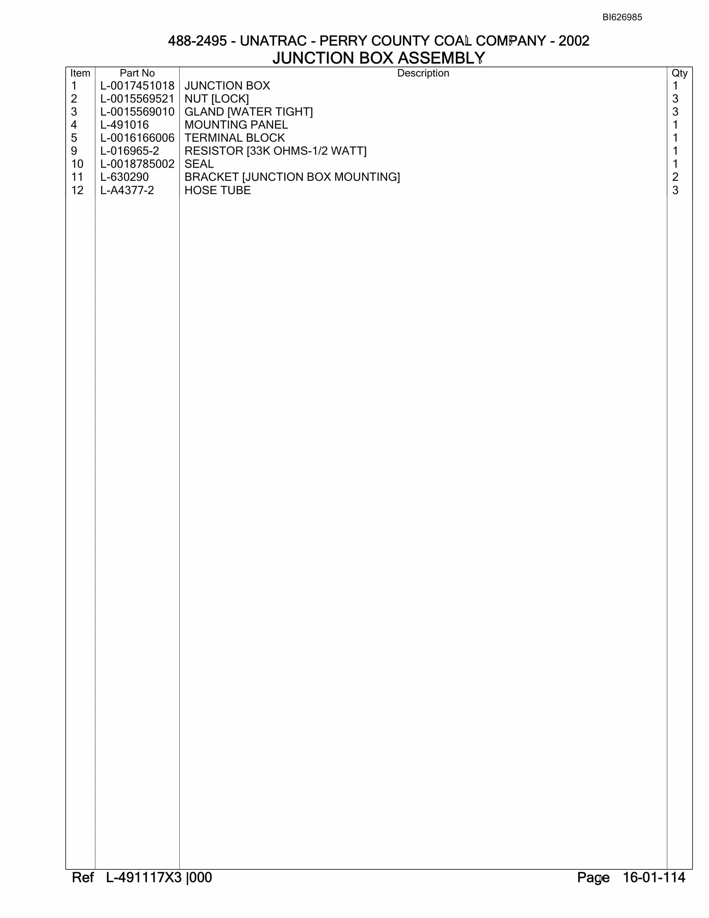 Bucyrus 488-2495 UN-A-TRAC Parts Catalog BI626985-2