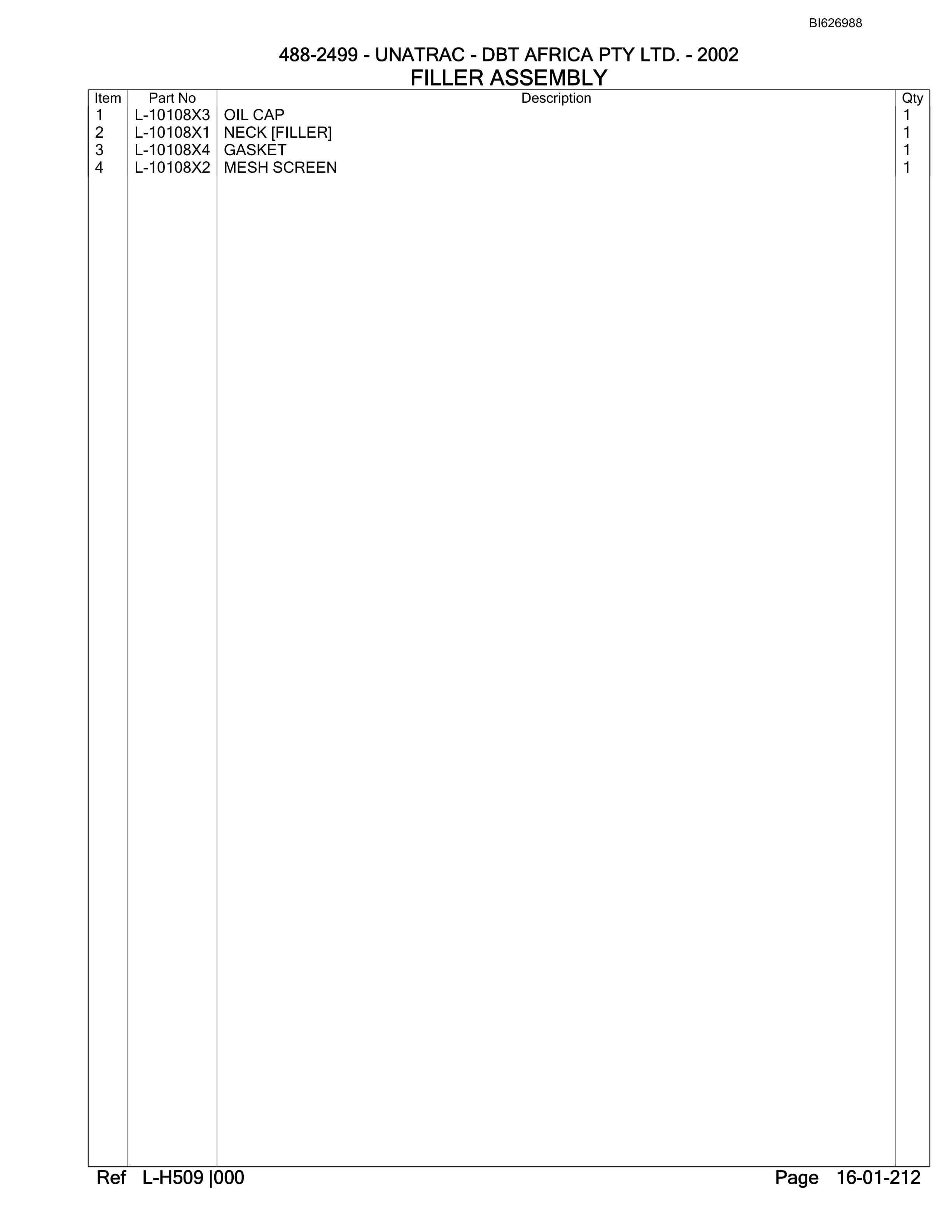 Bucyrus 488-2499 UN-A-TRAC Parts Catalog BI626988-3