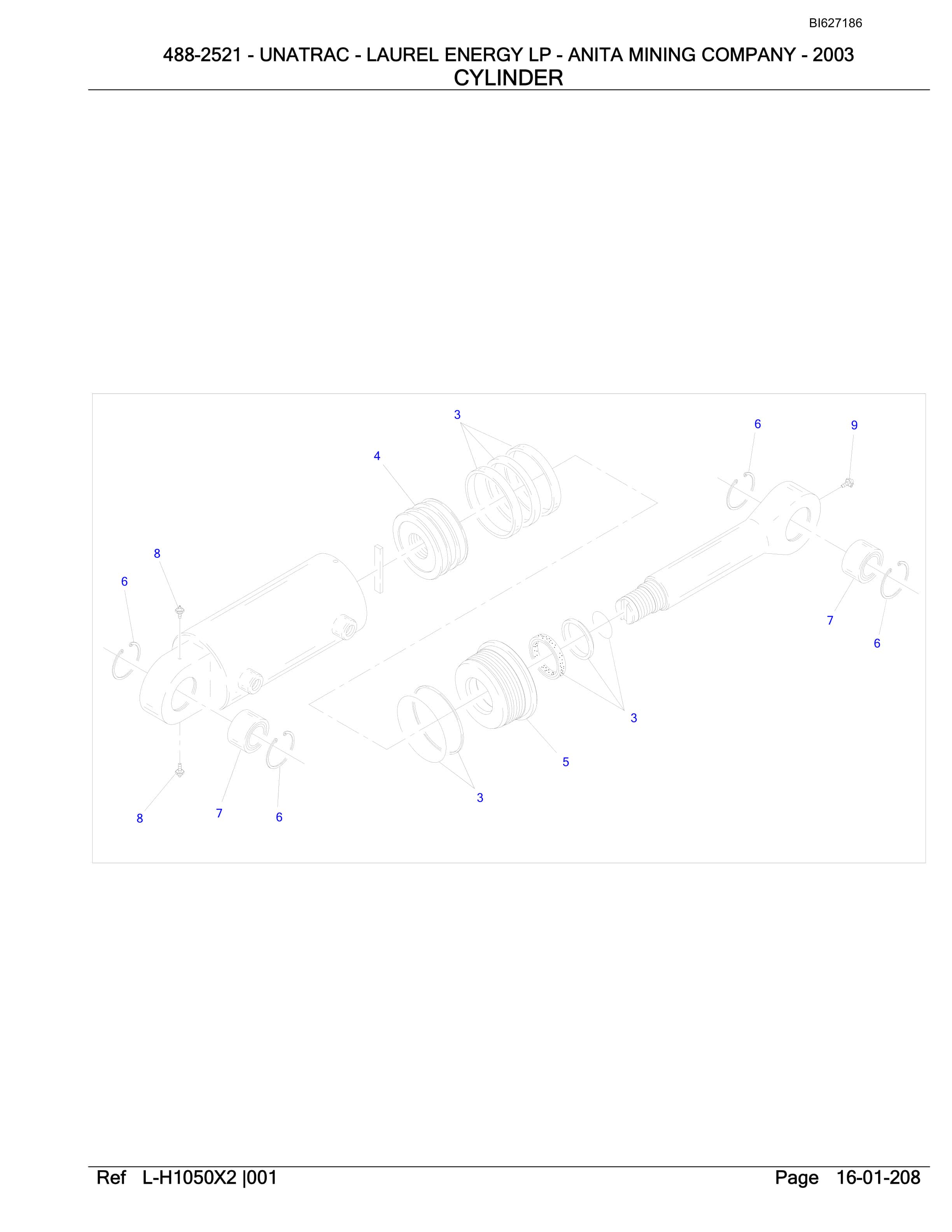 Bucyrus 488-2521 UN-A-TRAC Parts Catalog BI627186-3