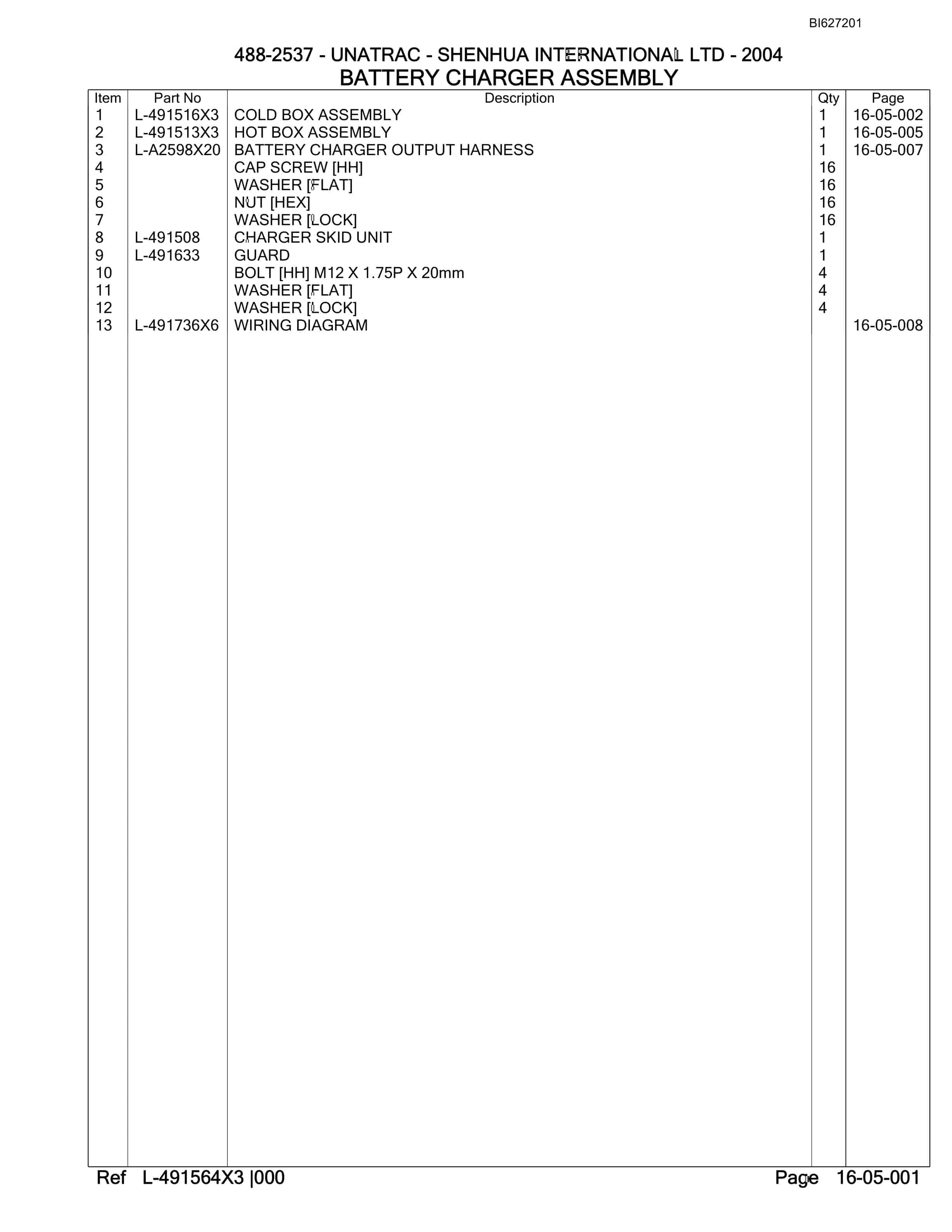 Bucyrus 488-2537 UN-A-TRAC Parts Catalog BI627201-5