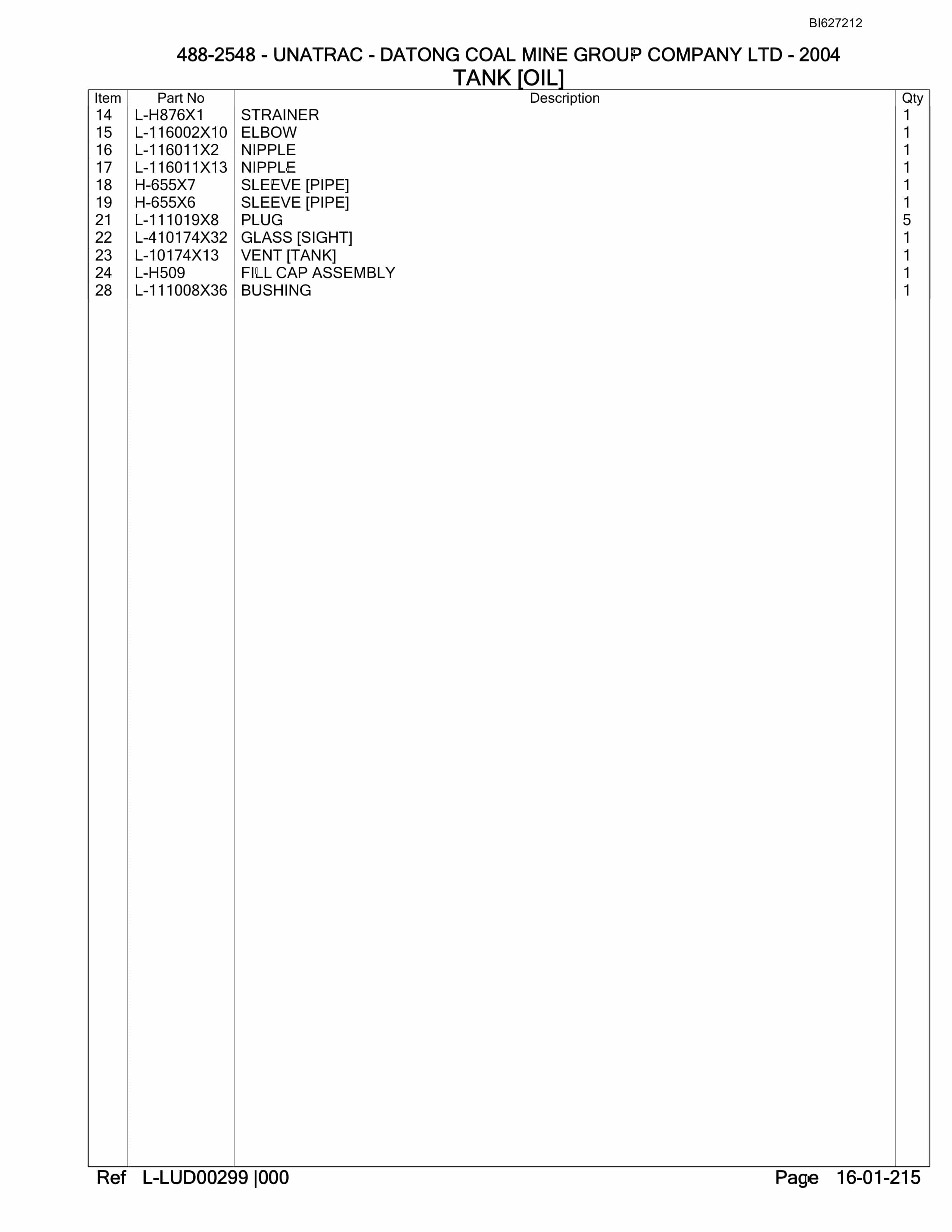 Bucyrus 488-2548 UN-A-TRAC Parts Catalog BI627212-3