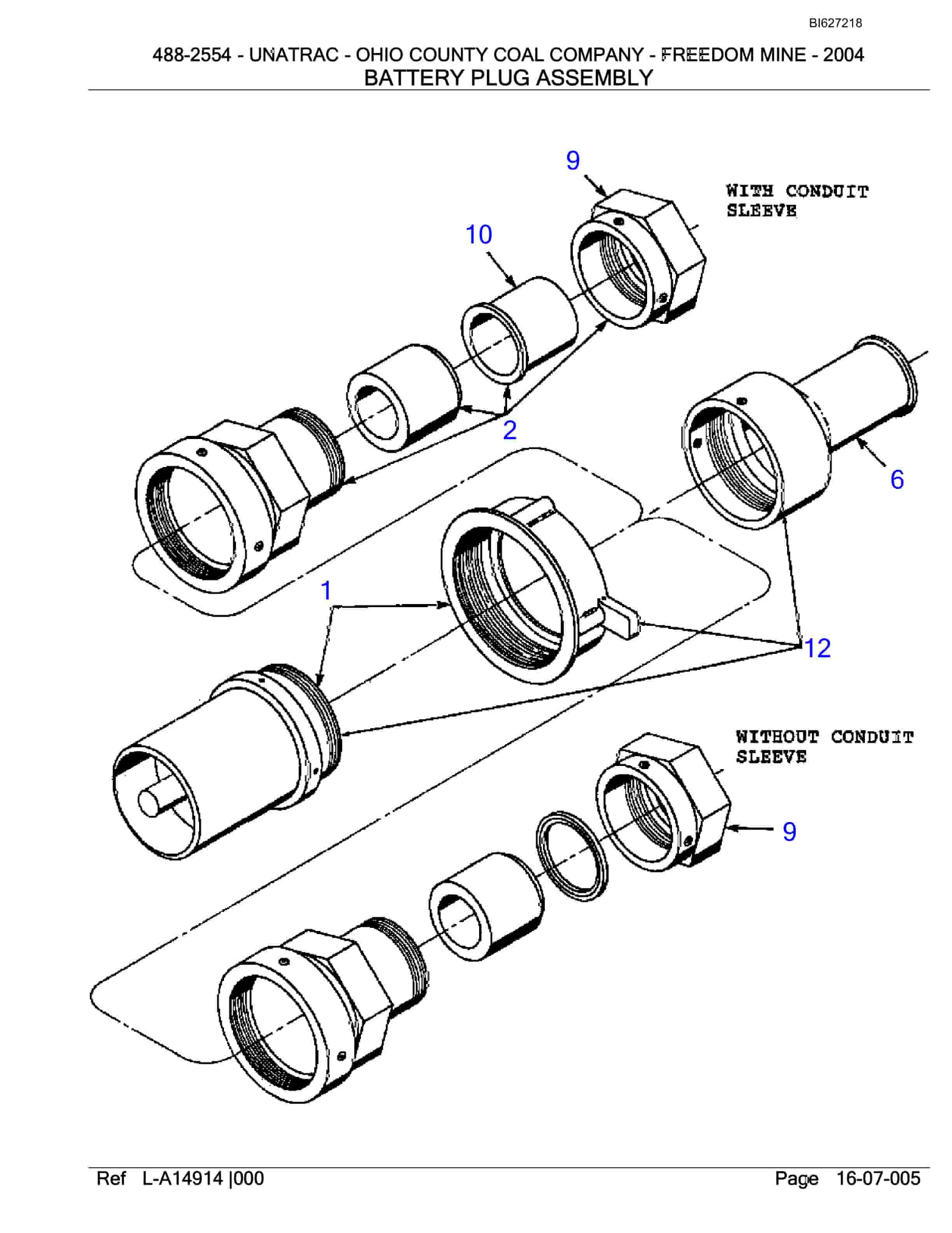 Bucyrus 488-2554 UN-A-TRAC Parts Catalog BI627218-2